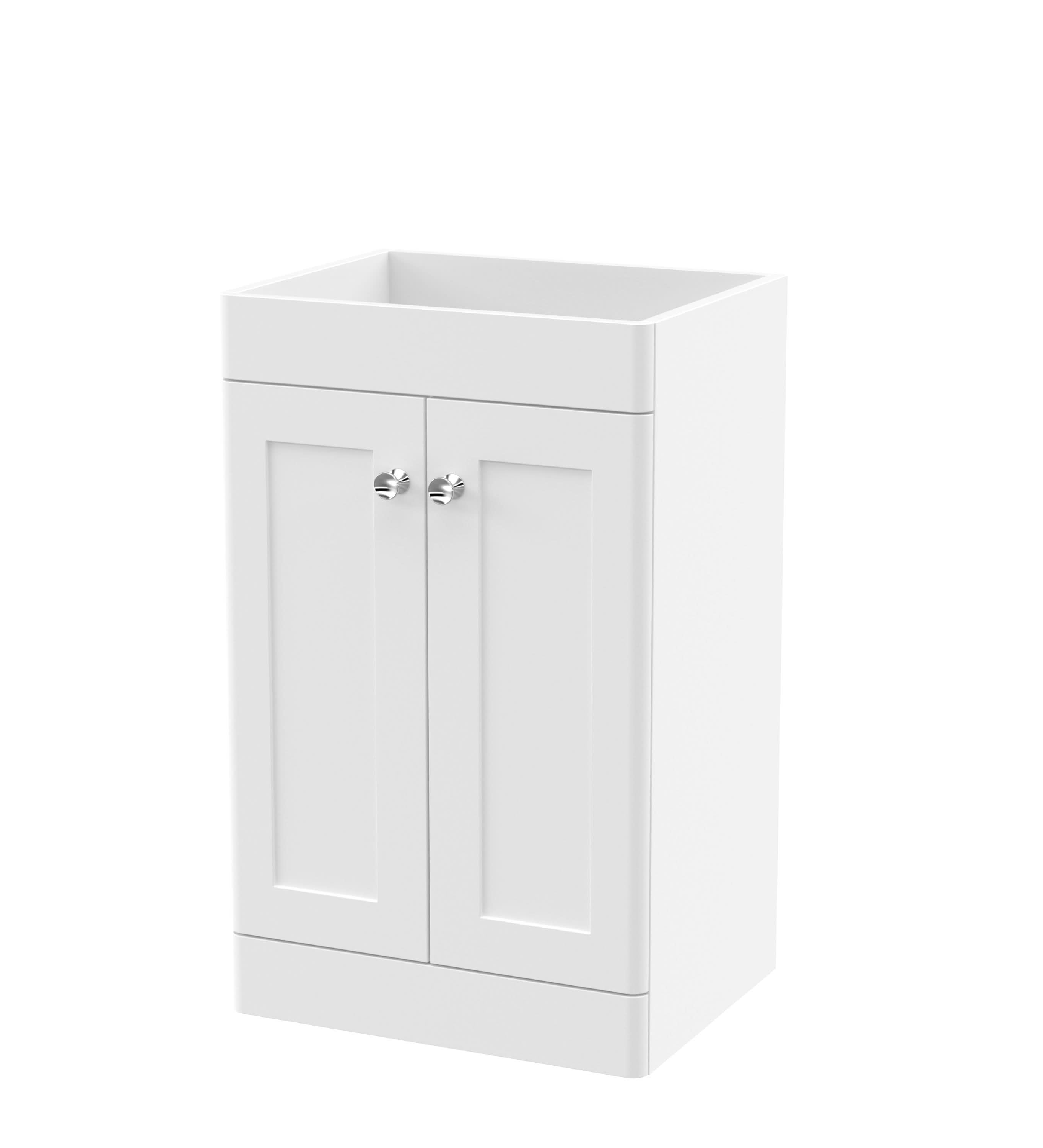 Hudson Reed Classique Components Floor Standing 2-Door Vanity Unit, Stylish Single Vanity Unit with Soft Close Doors, Satin White, 500mm