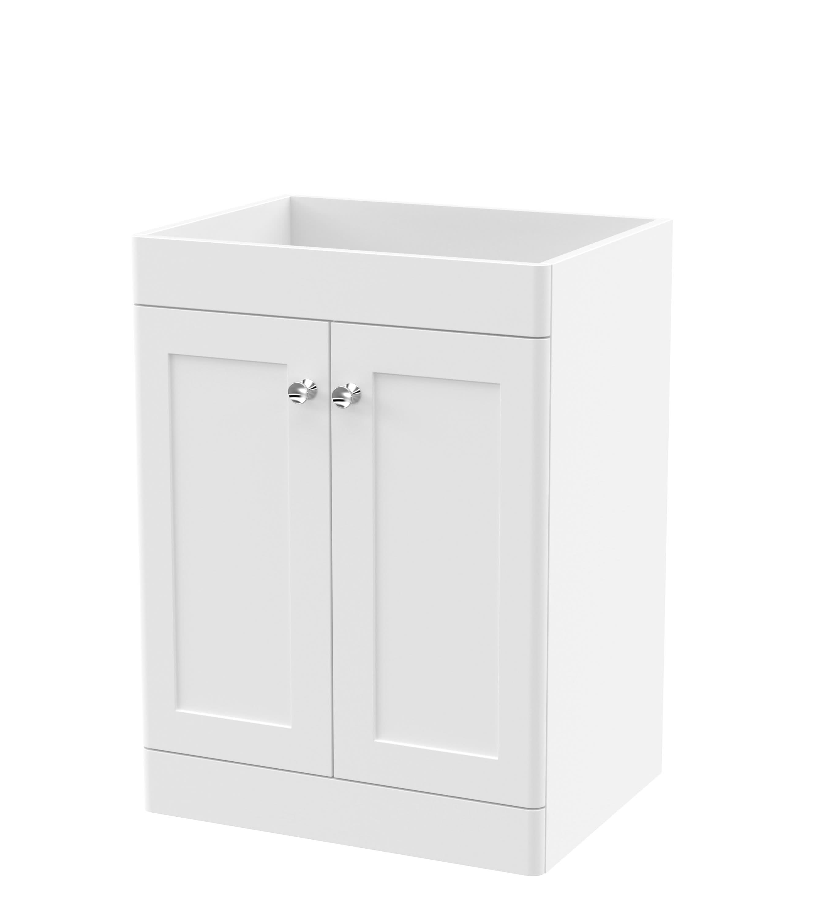 Hudson Reed Classique Components Floor Standing 2-Door Vanity Unit, Stylish Single Vanity Unit with Soft Close Doors, Satin White, 500mm