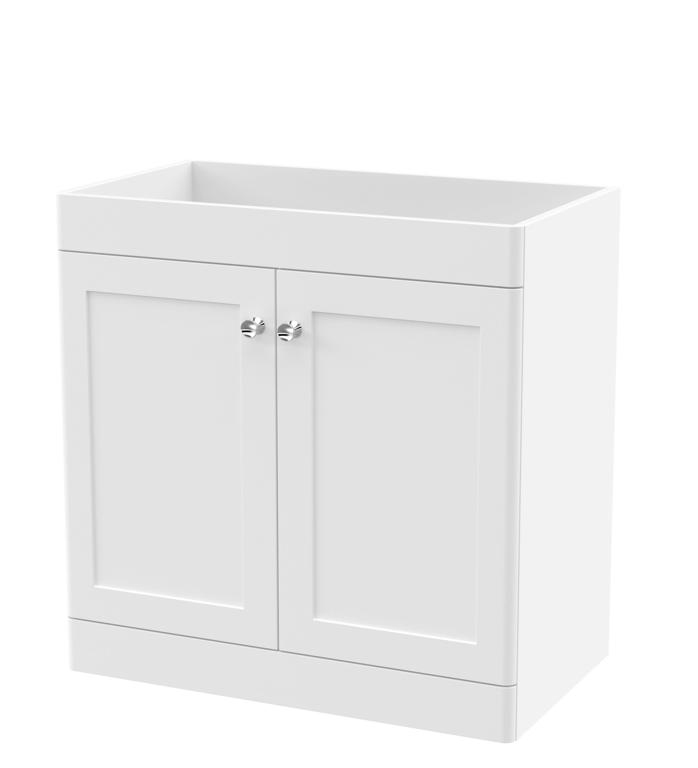 Hudson Reed Classique Components Floor Standing 2-Door Vanity Unit, Stylish Single Vanity Unit with Soft Close Doors, Satin White, 800mm