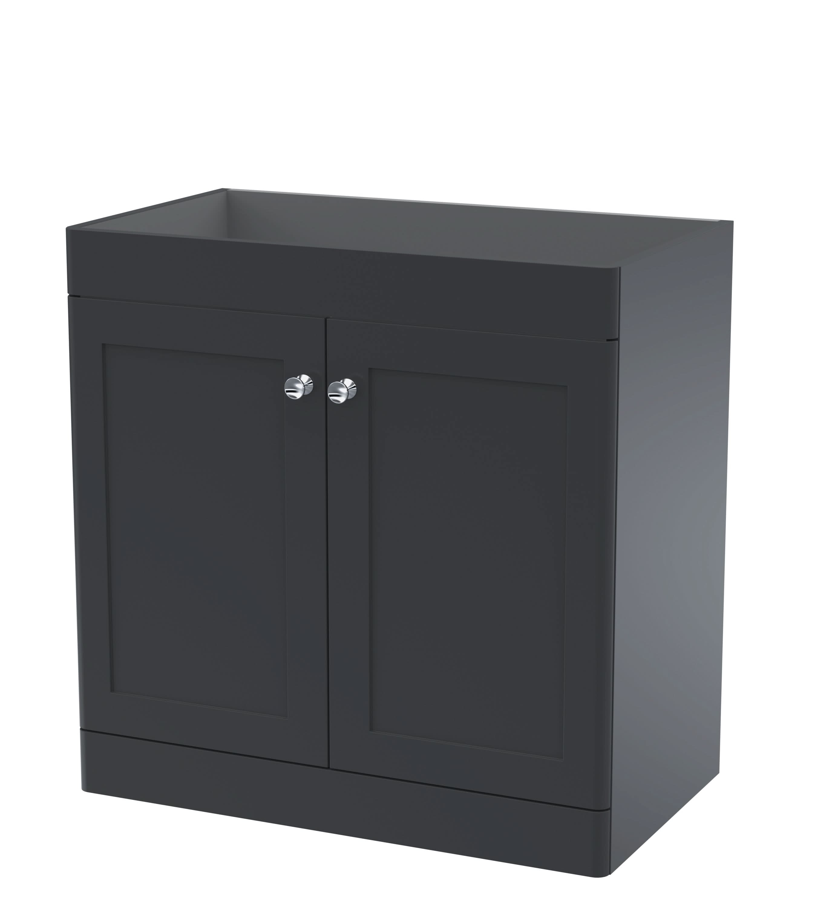 Hudson Reed Classique Components Floor Standing 2-Door Vanity Unit, Stylish Single Vanity Unit with Soft Close Doors, Soft Black, 800mm