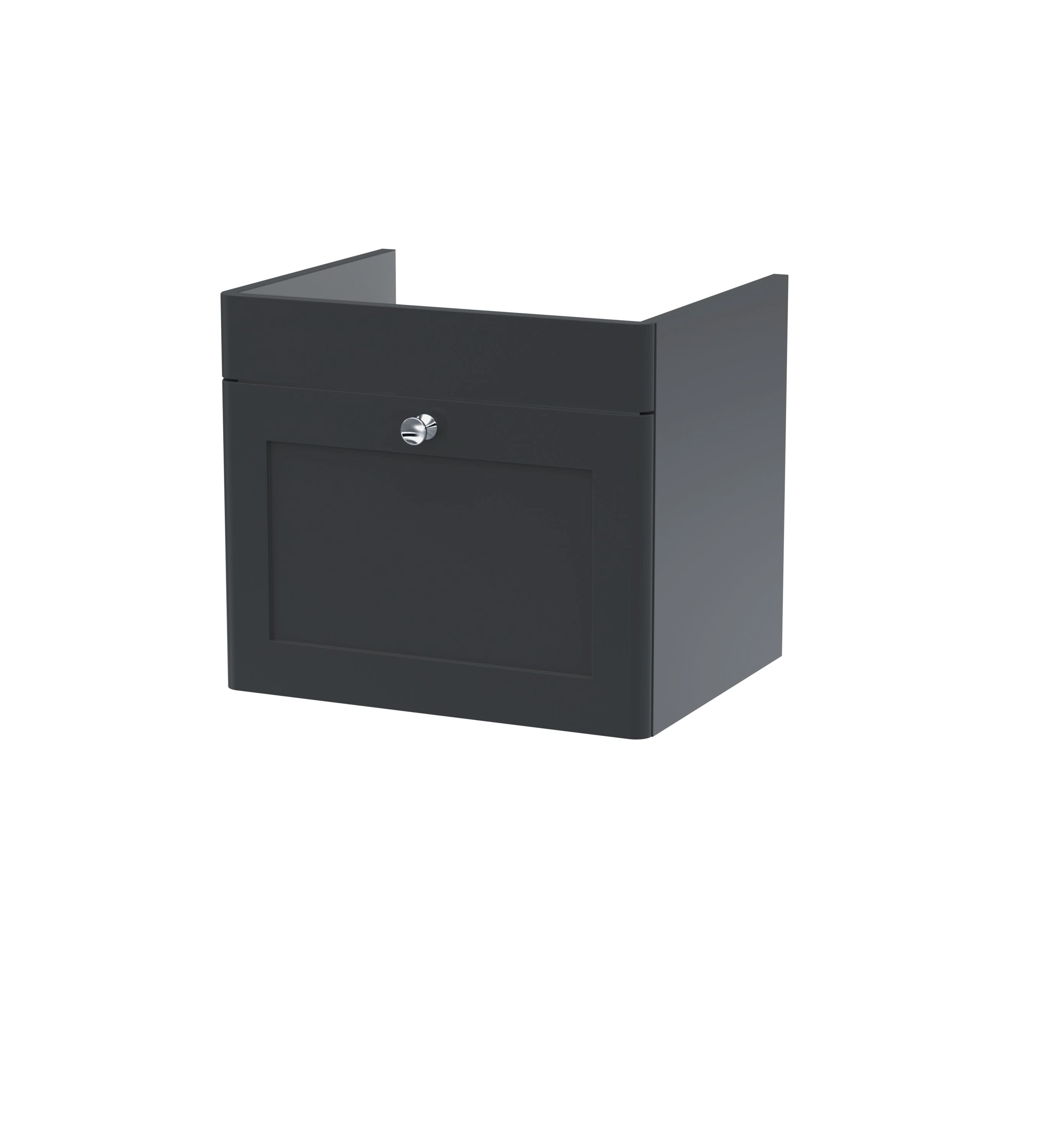Hudson Reed Classique Components Wall Hung 1-Drawer Vanity Unit, Stylish Single Vanity Unit with Soft Close Drawer, Soft Black, 500mm