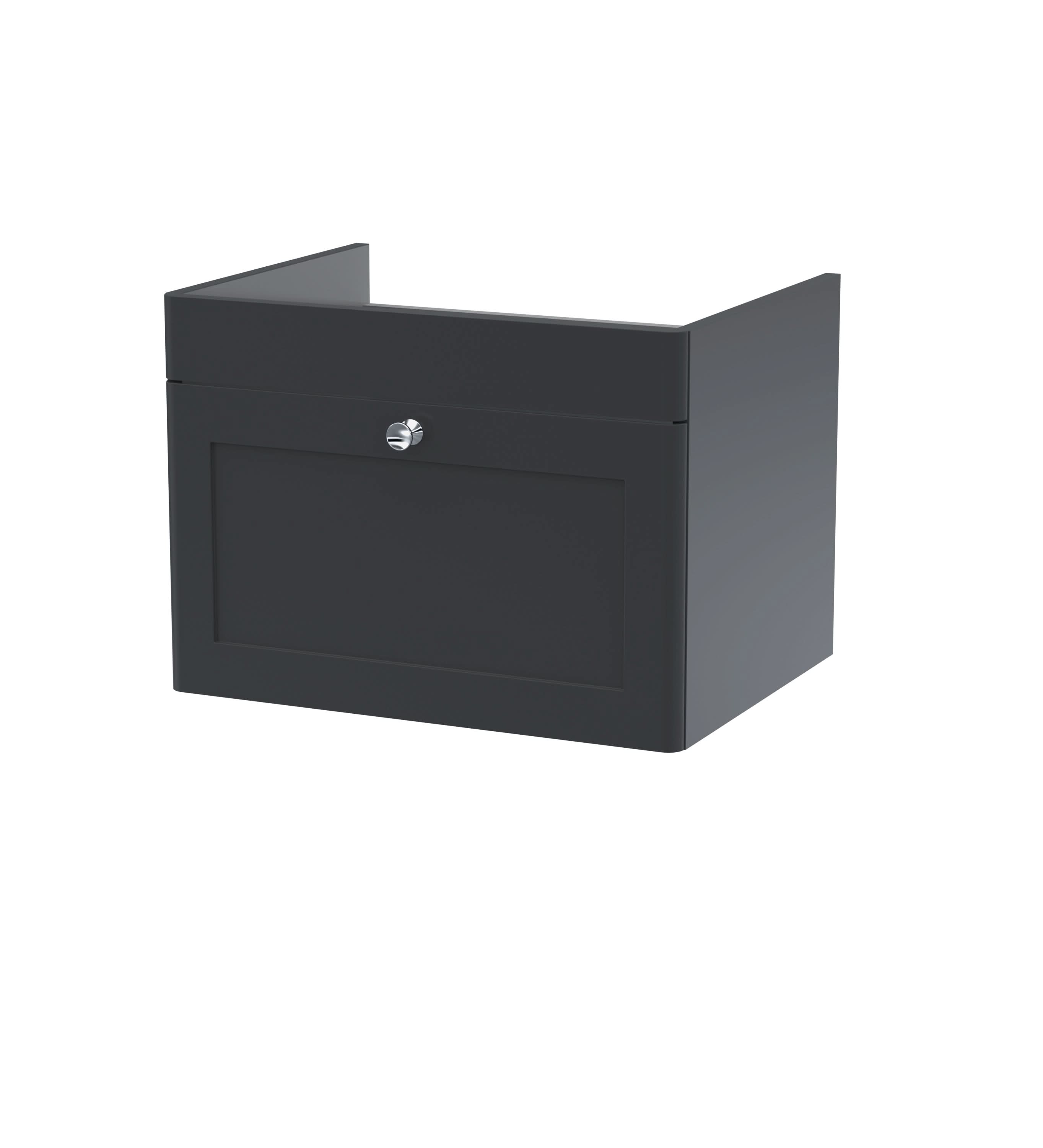 Hudson Reed Classique Components Wall Hung 1-Drawer Vanity Unit, Stylish Single Vanity Unit with Soft Close Drawer, Soft Black, 600mm