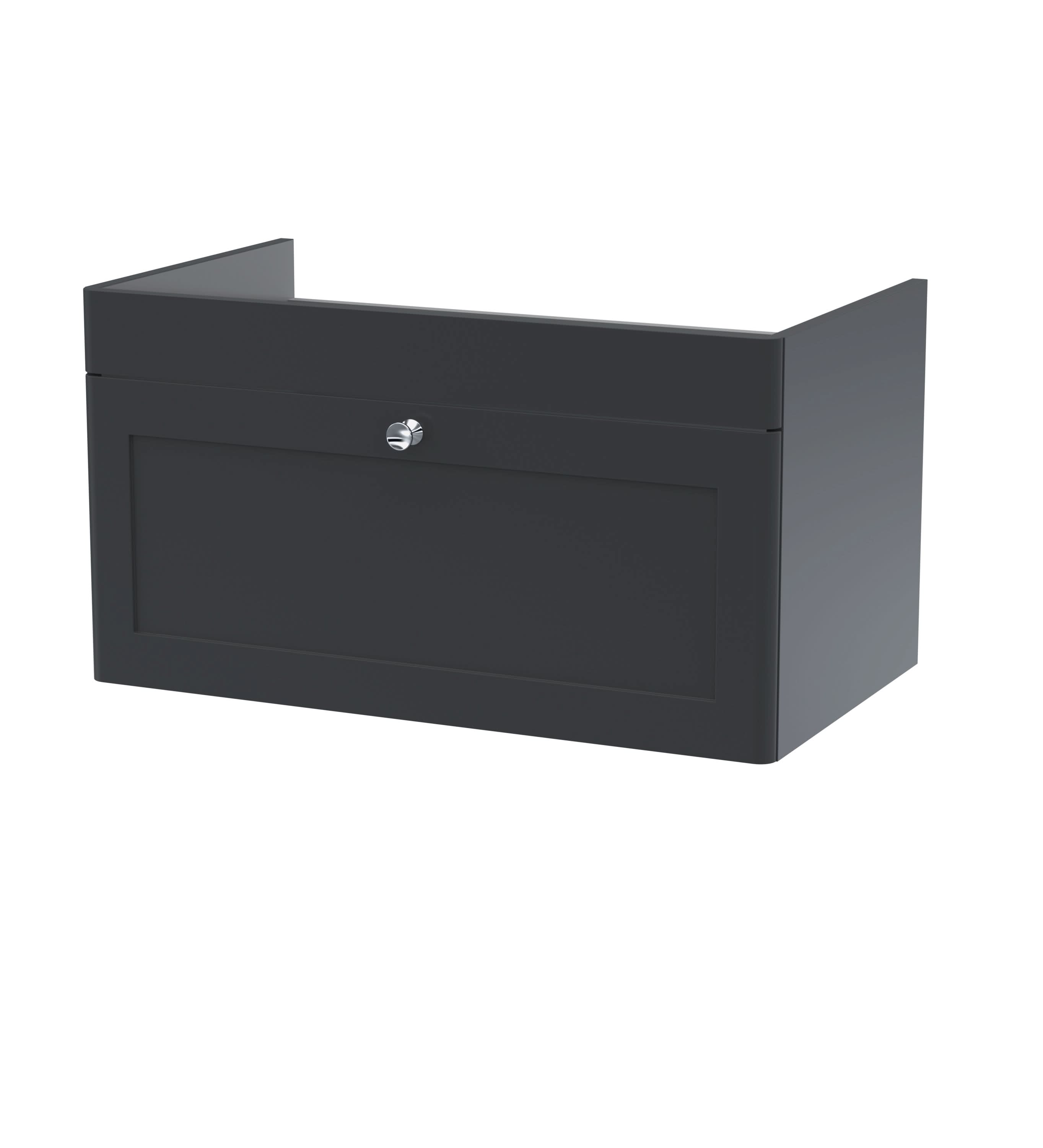 Hudson Reed Classique Components Wall Hung 1-Drawer Vanity Unit, Stylish Single Vanity Unit with Soft Close Drawer, Soft Black, 800mm