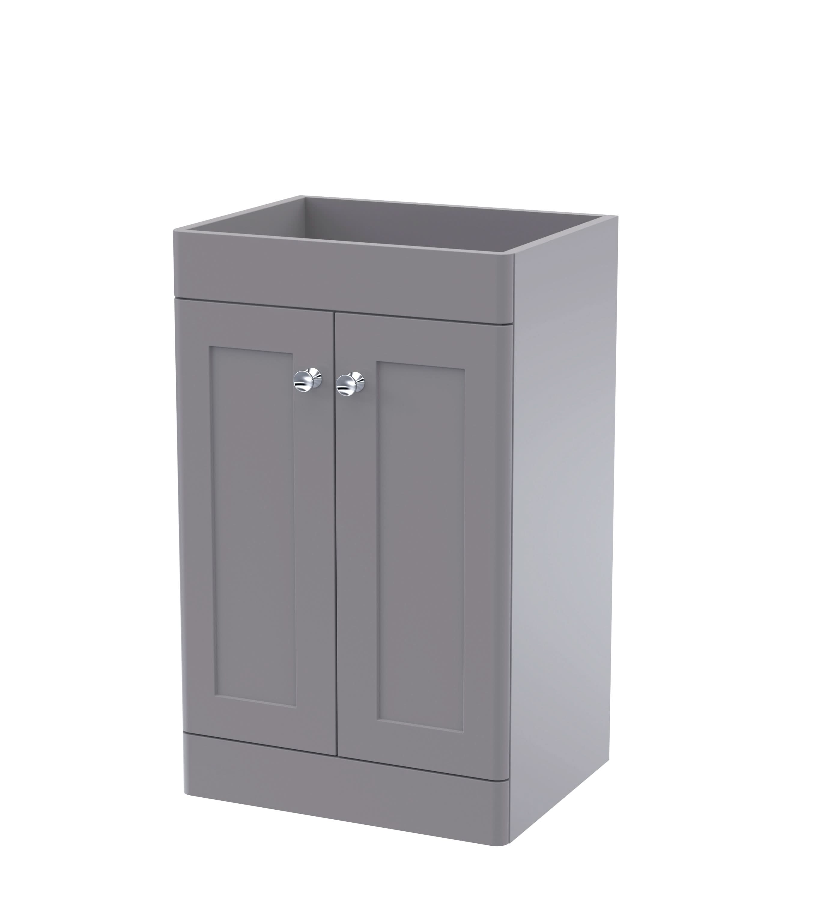 Hudson Reed Classique Components Floor Standing 2-Door Vanity Unit, Stylish Single Vanity Unit with Soft Close Doors, Satin Grey, 500mm