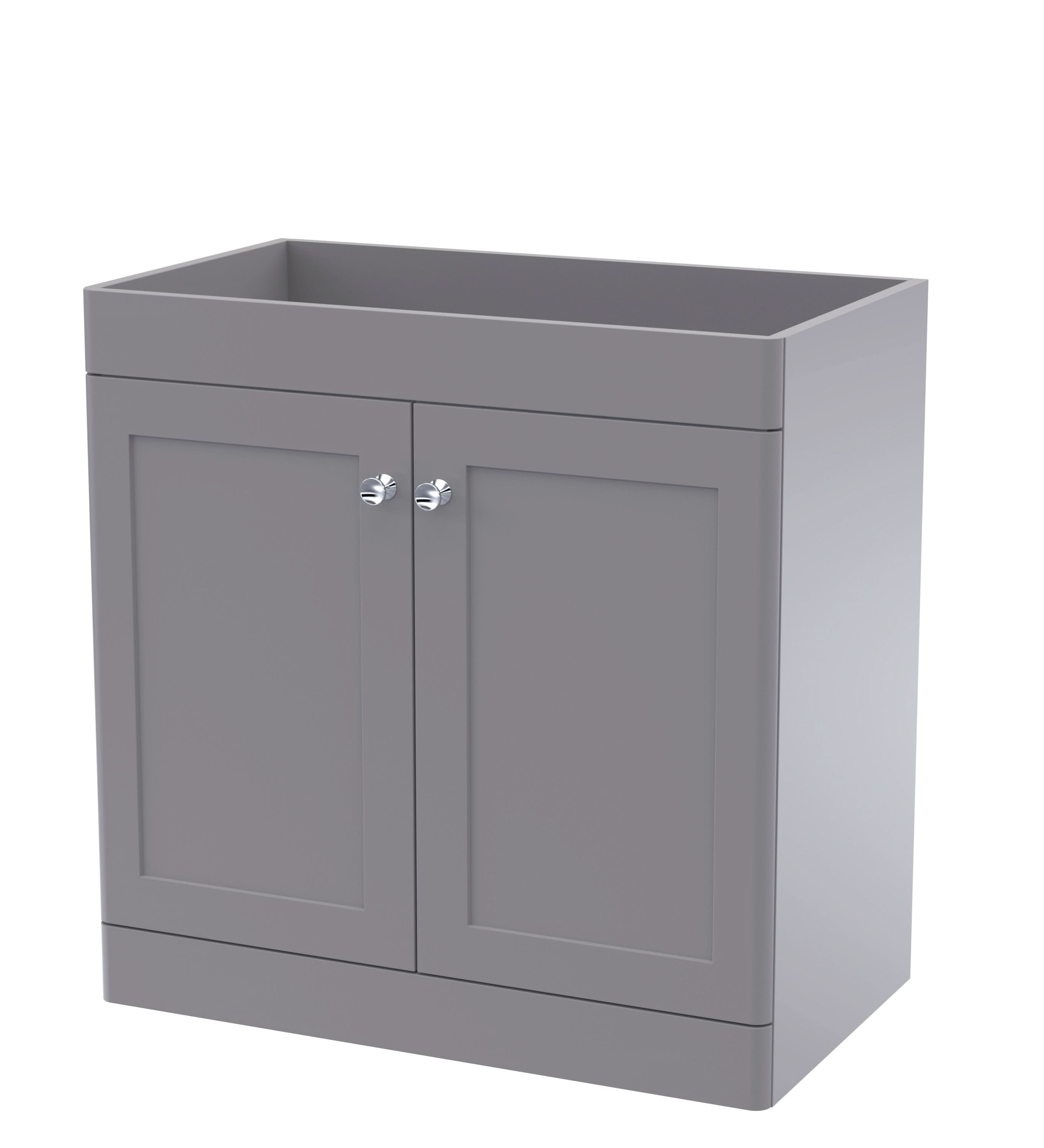 Hudson Reed Classique Components Floor Standing 2-Door Vanity Unit, Stylish Single Vanity Unit with Soft Close Doors, Satin Grey, 800mm