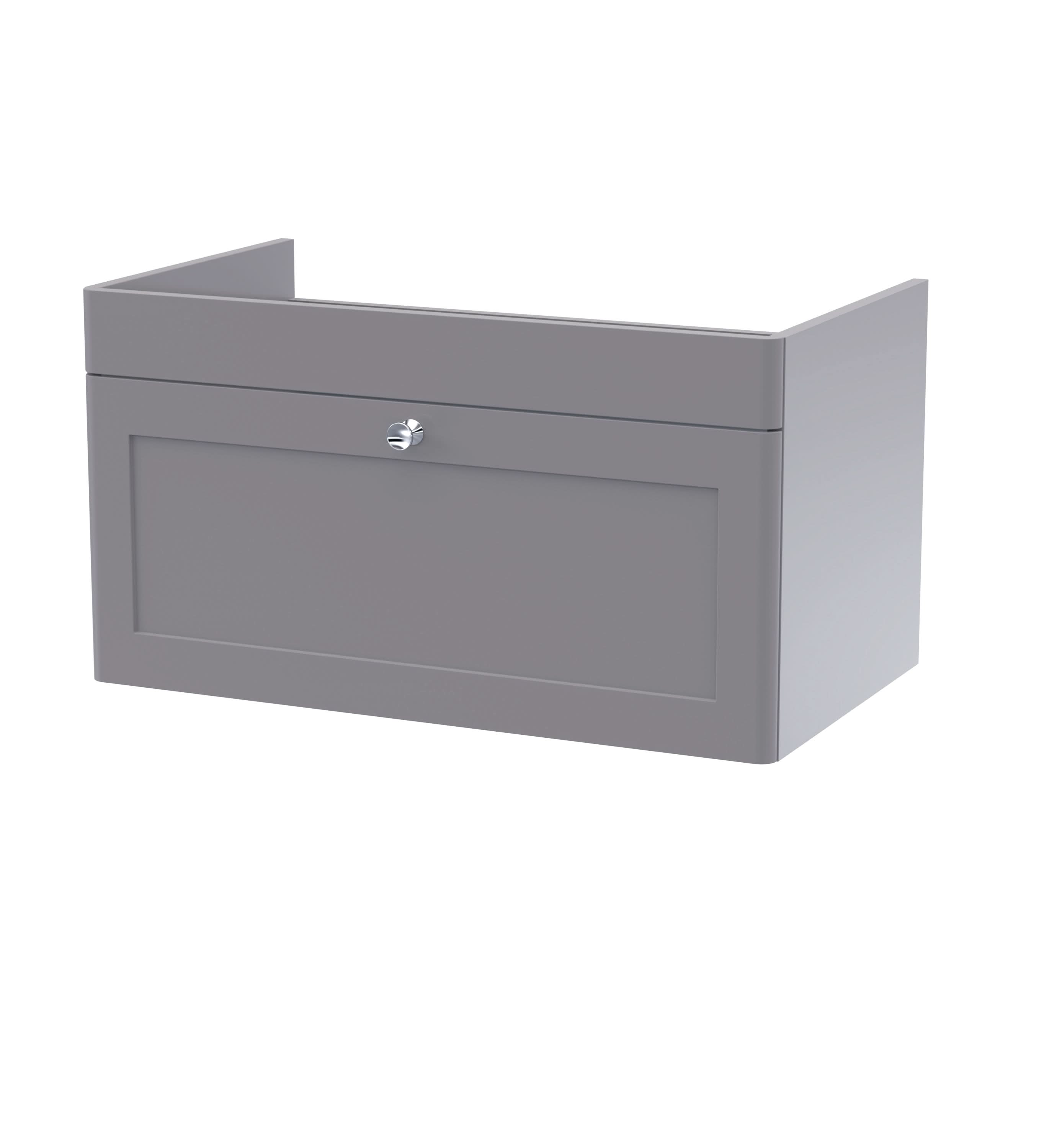 Hudson Reed Classique Components Wall Hung 1-Drawer Vanity Unit, Stylish Single Vanity Unit with Soft Close Drawer, Satin Grey, 800mm