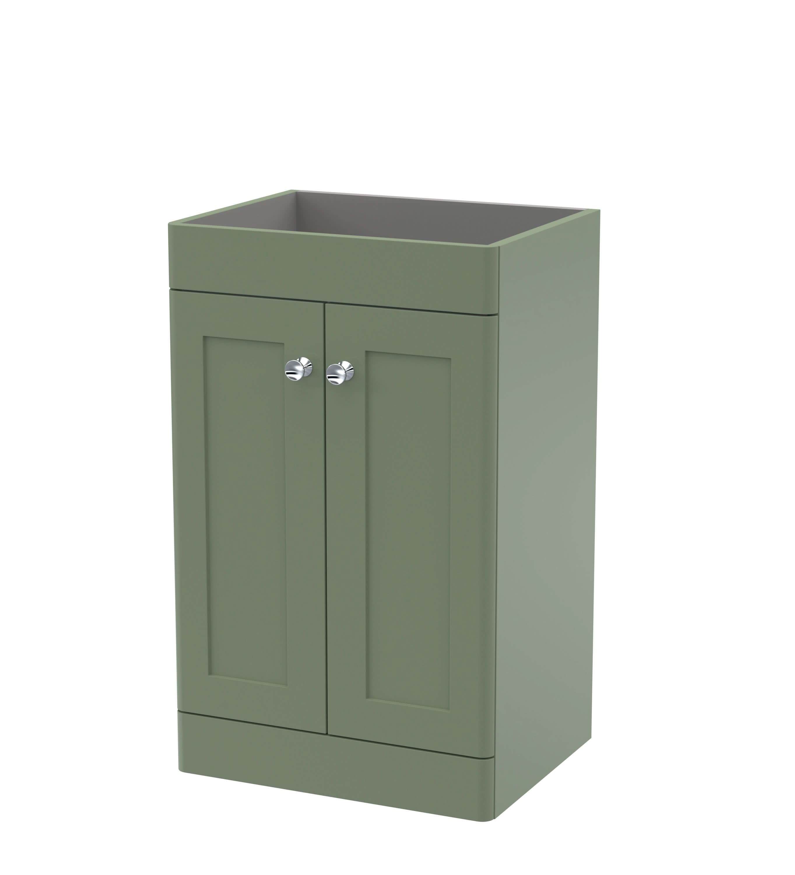 Hudson Reed Classique Components Floor Standing 2-Door Vanity Unit, Stylish Single Vanity Unit with Soft Close Doors, Satin Green, 500mm
