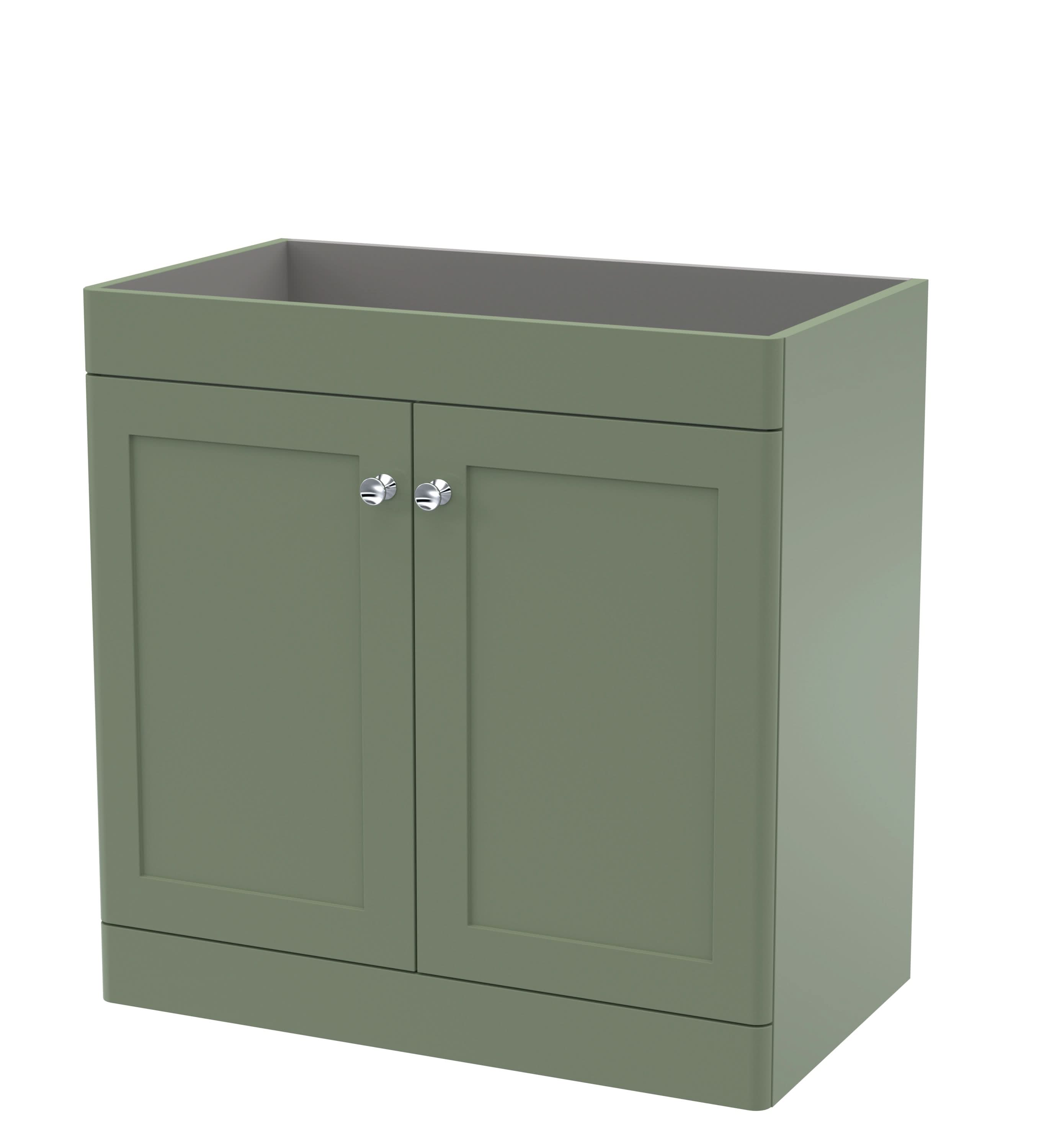 Hudson Reed Classique Components Floor Standing 2-Door Vanity Unit, Stylish Single Vanity Unit with Soft Close Doors, Satin Green, 800mm
