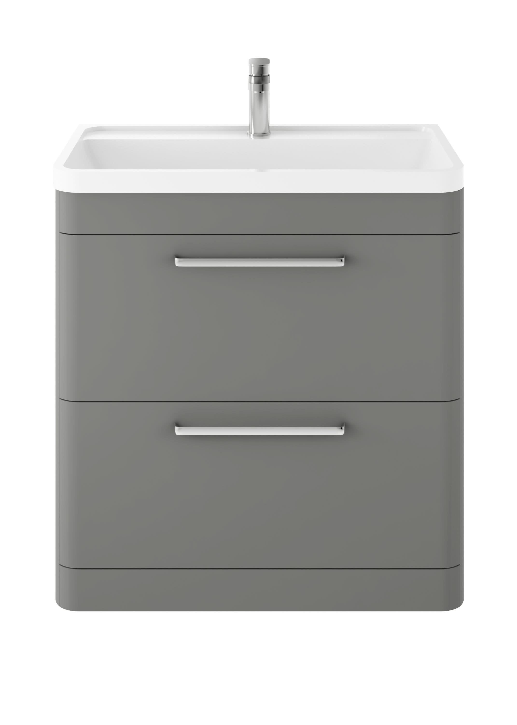 Hudson Reed Solar Floor Standing 2-Drawer Vanity Unit, Elegant Vanity Unit in Bathroom with Soft Close Drawers, Cool Grey, 800mm