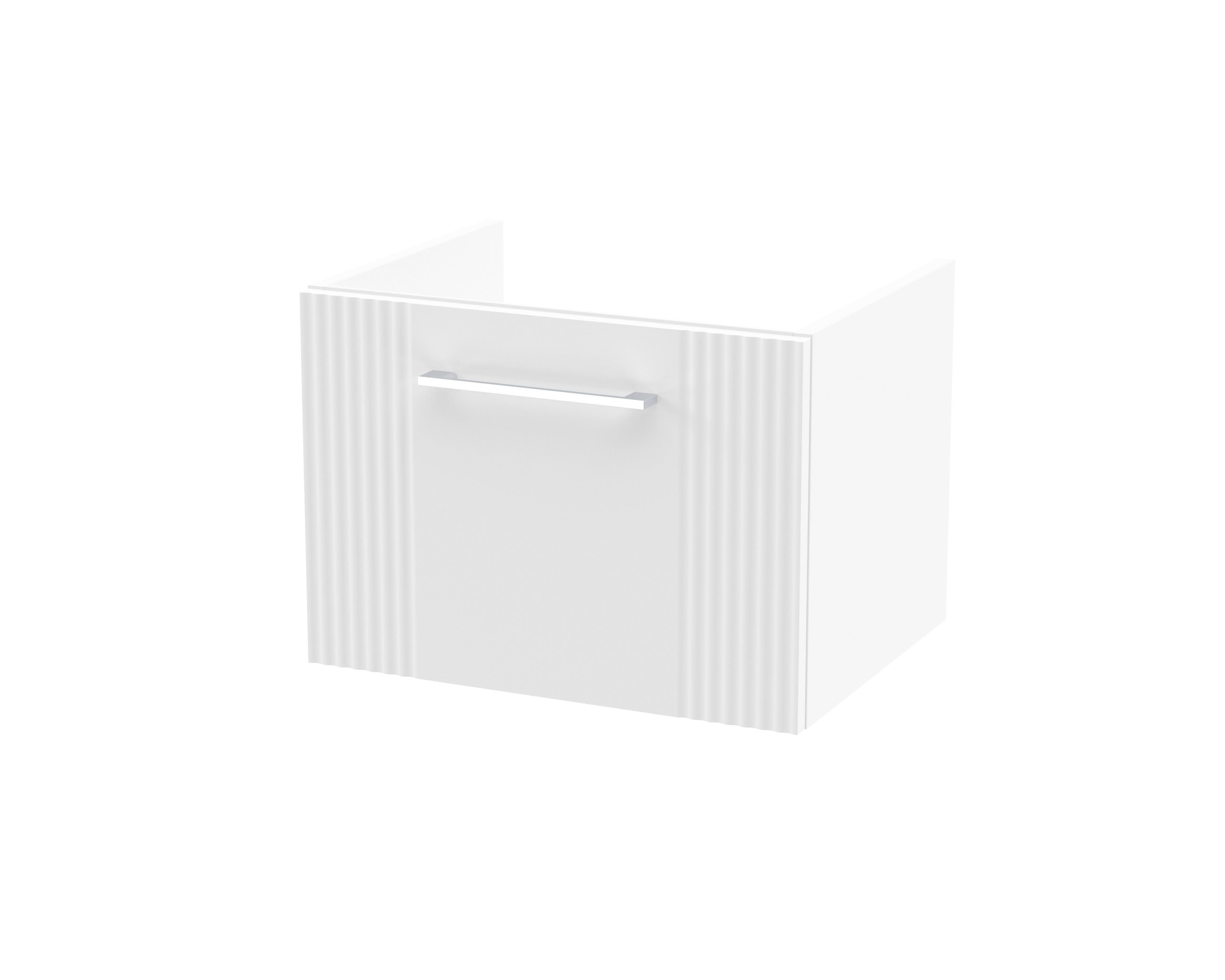 Hudson Reed Deco Wall Hung 1-Drawer Vanity Unit, Stylish Vanity Unit in Bathroom for Contemporary Interiors, Satin White, 500mm