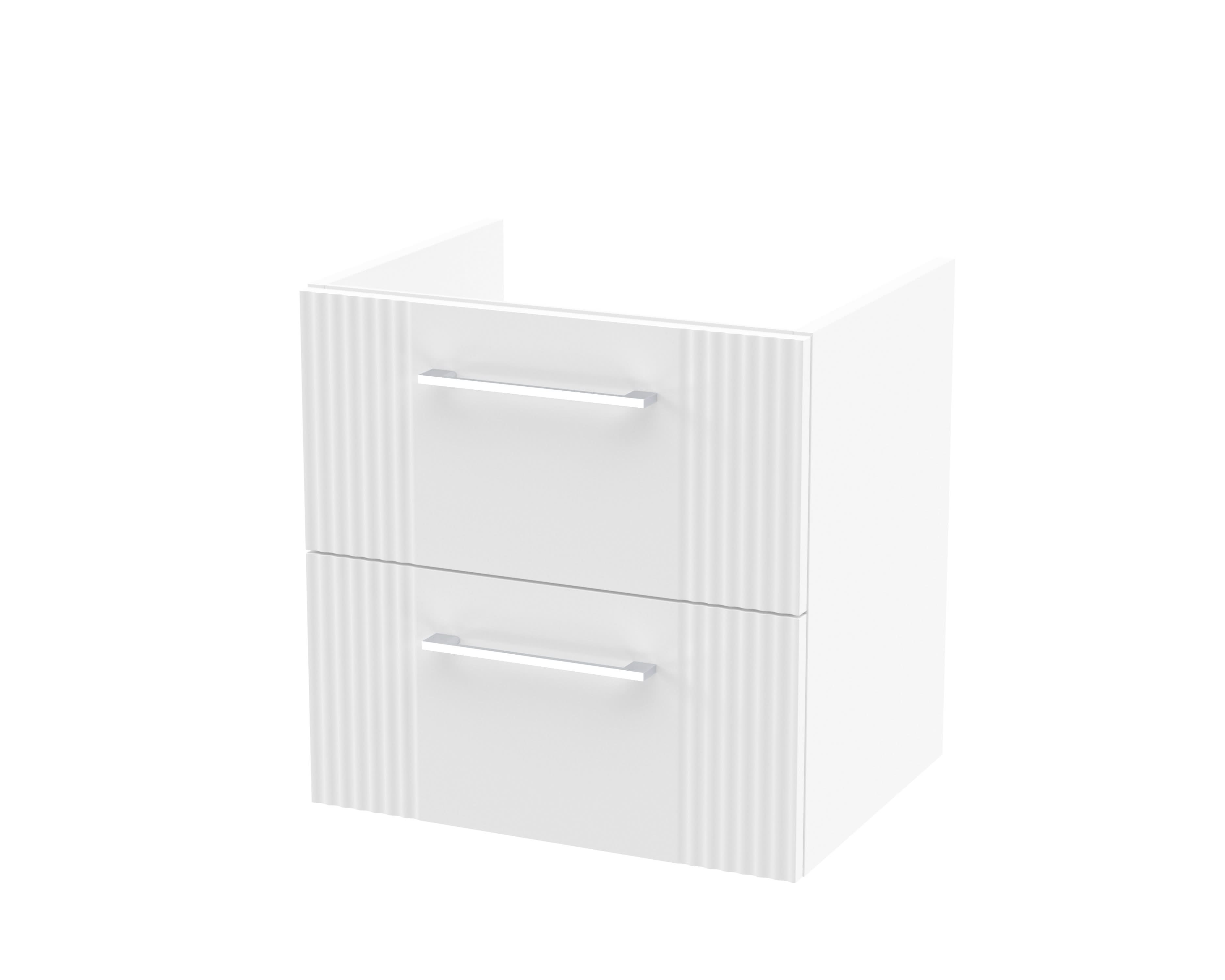 Hudson Reed Deco Wall Hung 2-Drawer Vanity Unit, Stylish Vanity Unit in Bathroom for Contemporary Interiors, Satin White, 500mm