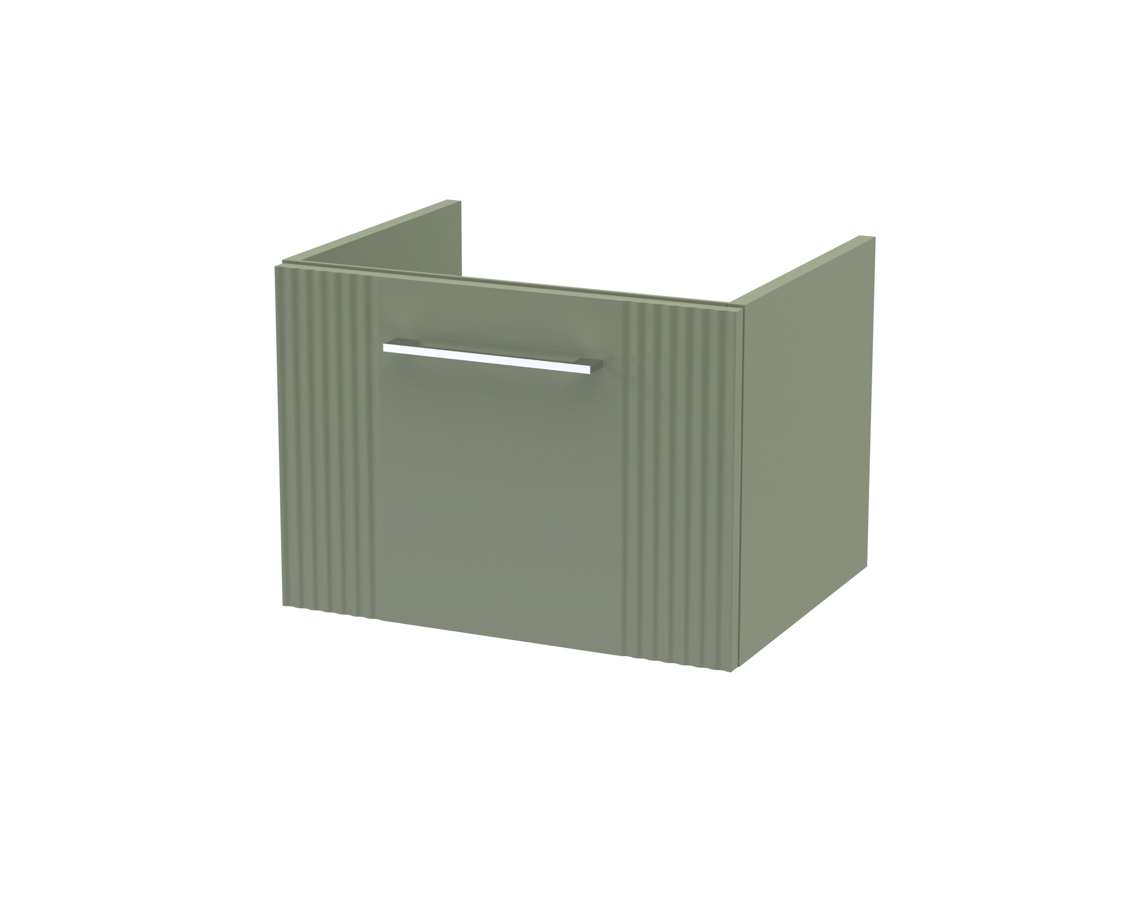 Hudson Reed Deco Wall Hung 1-Drawer Vanity Unit, Compact Modern Vanity Unit in Bathroom with Bar Handle Design, Satin Green, 500mm