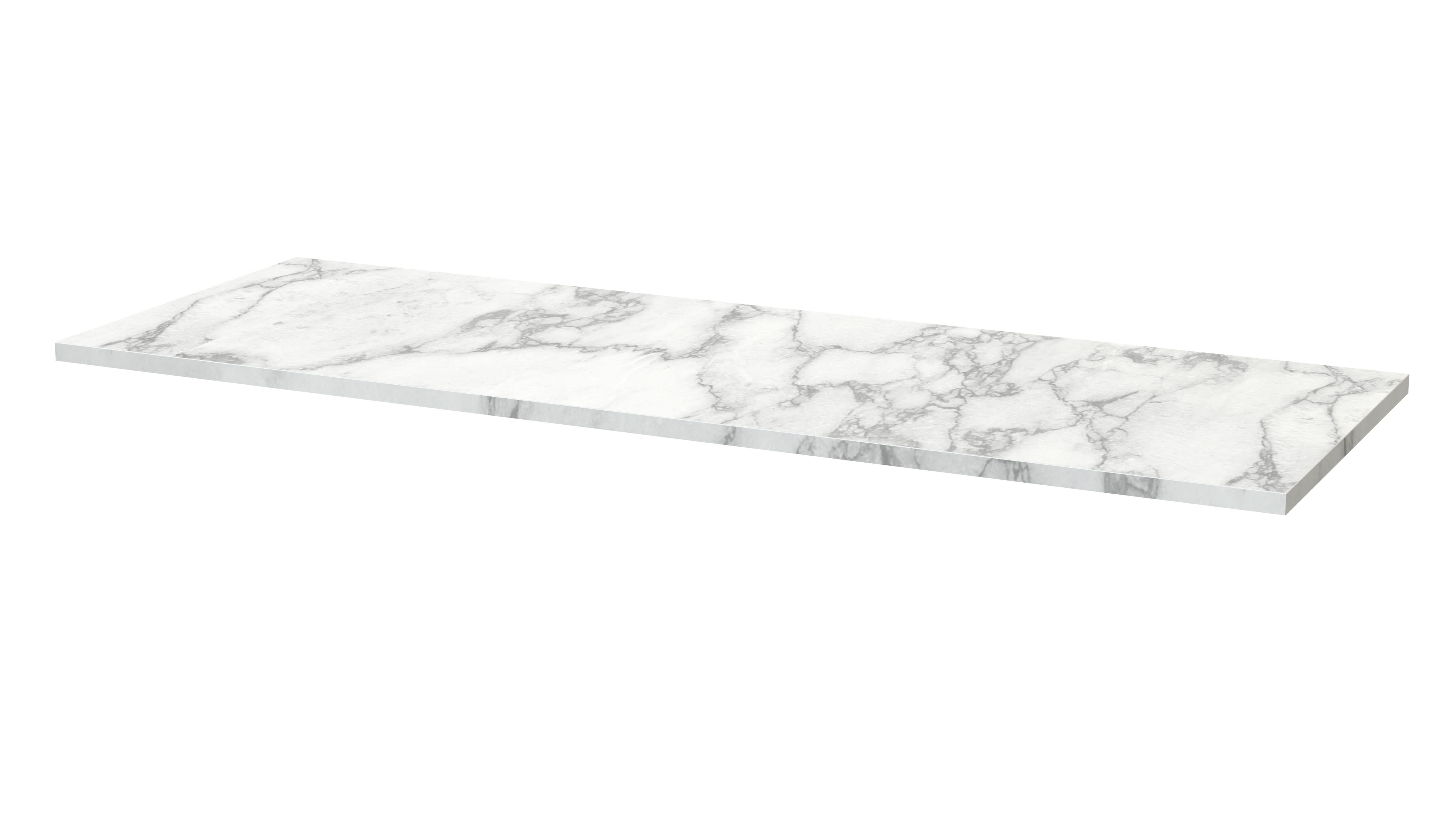 Hudson Reed Quartet Laminate Worktop, Durable Stone-Look Bathroom Worktop for Vanity Units and Solid Surface Countertops in Premium Carrera Marble Finish, 1440mm