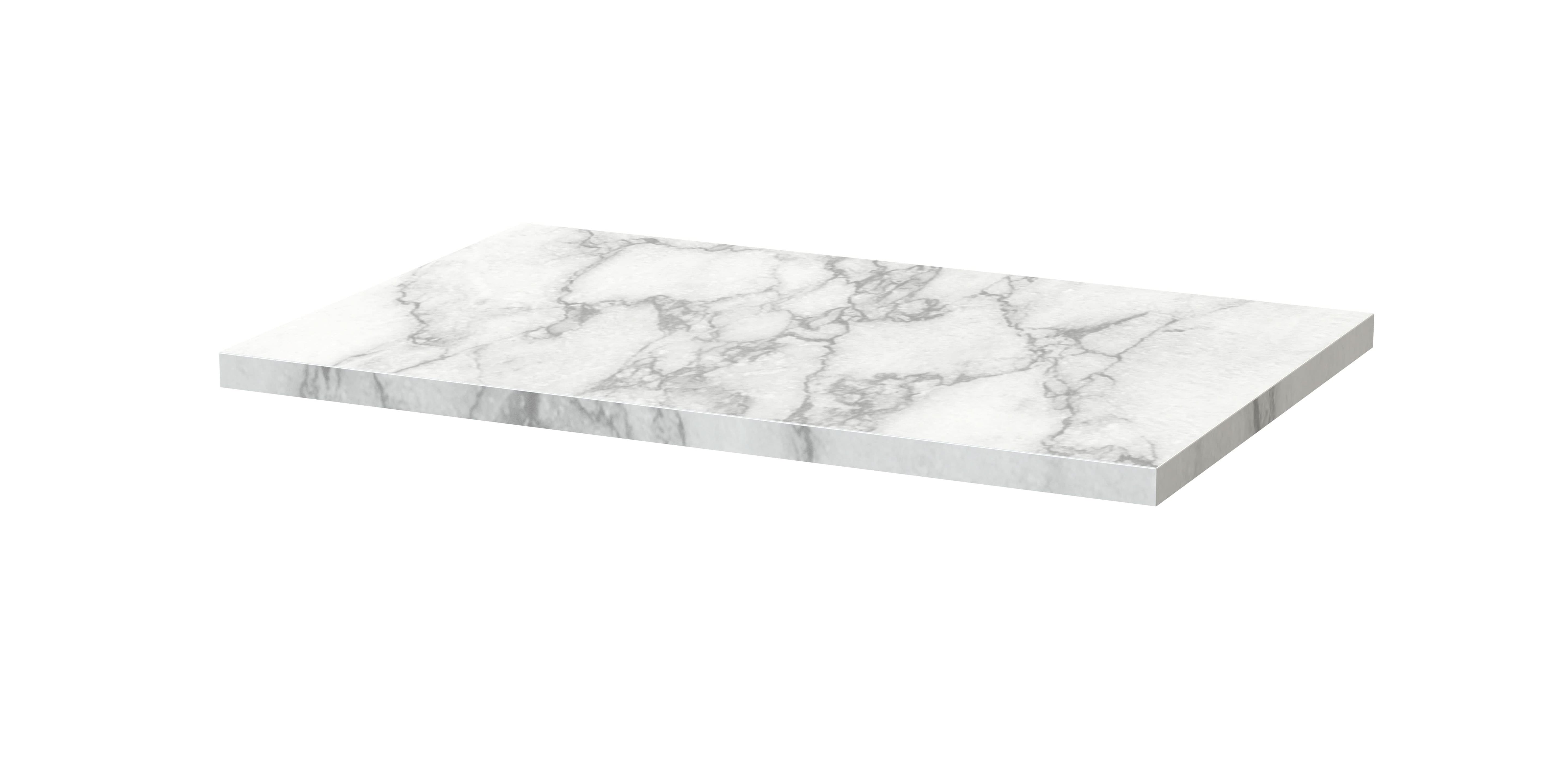 Hudson Reed Arno Laminate Worktop, Durable Stone-Look Bathroom Worktop for Vanity Units and Solid Surface Countertops in Premium Carrera Marble Finish, 600mm