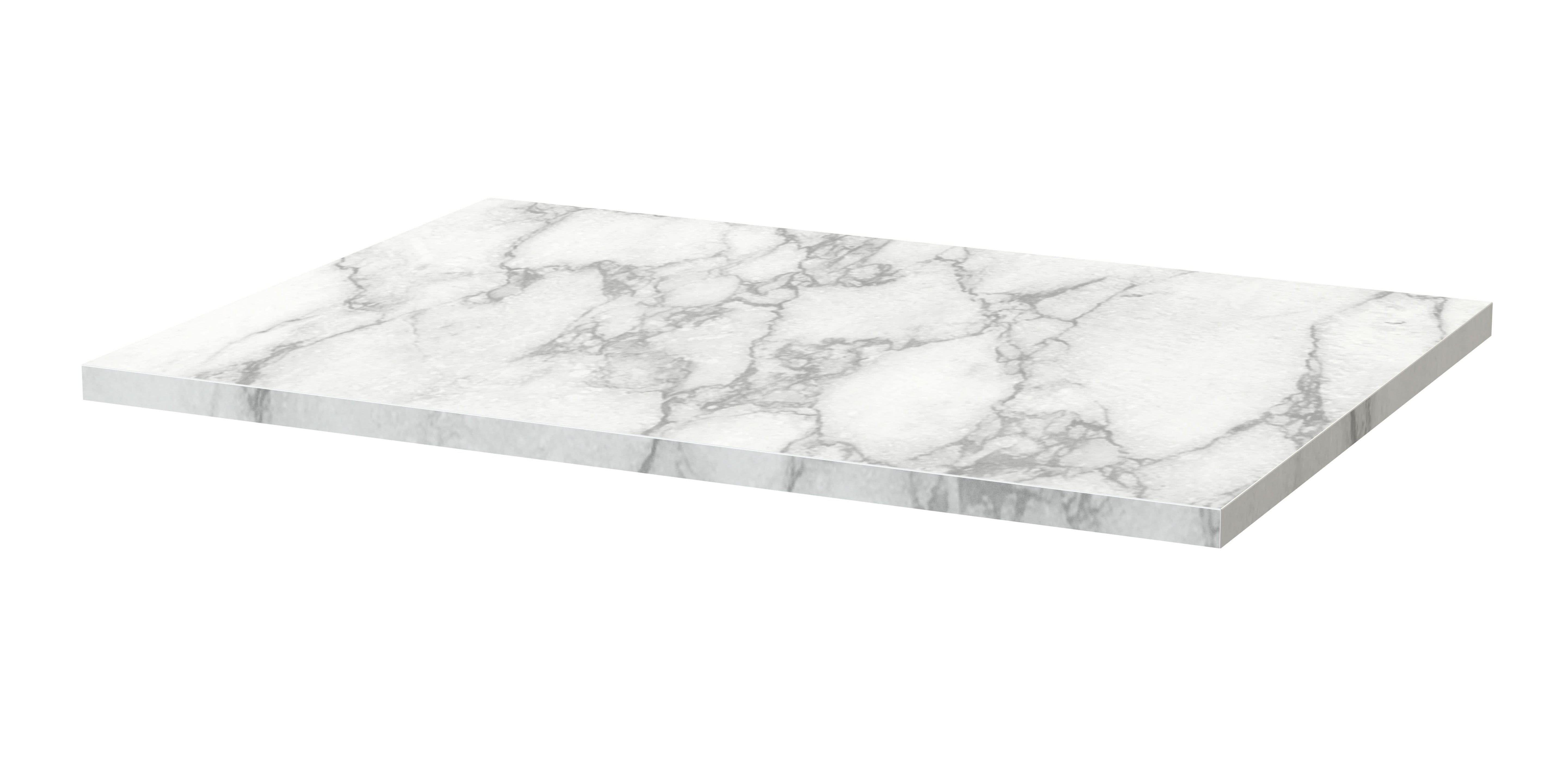 Hudson Reed Quartet Laminate Worktop, Durable Stone-Look Bathroom Worktop for Vanity Units and Solid Surface Countertops in Premium Carrera Marble Finish, 720mm