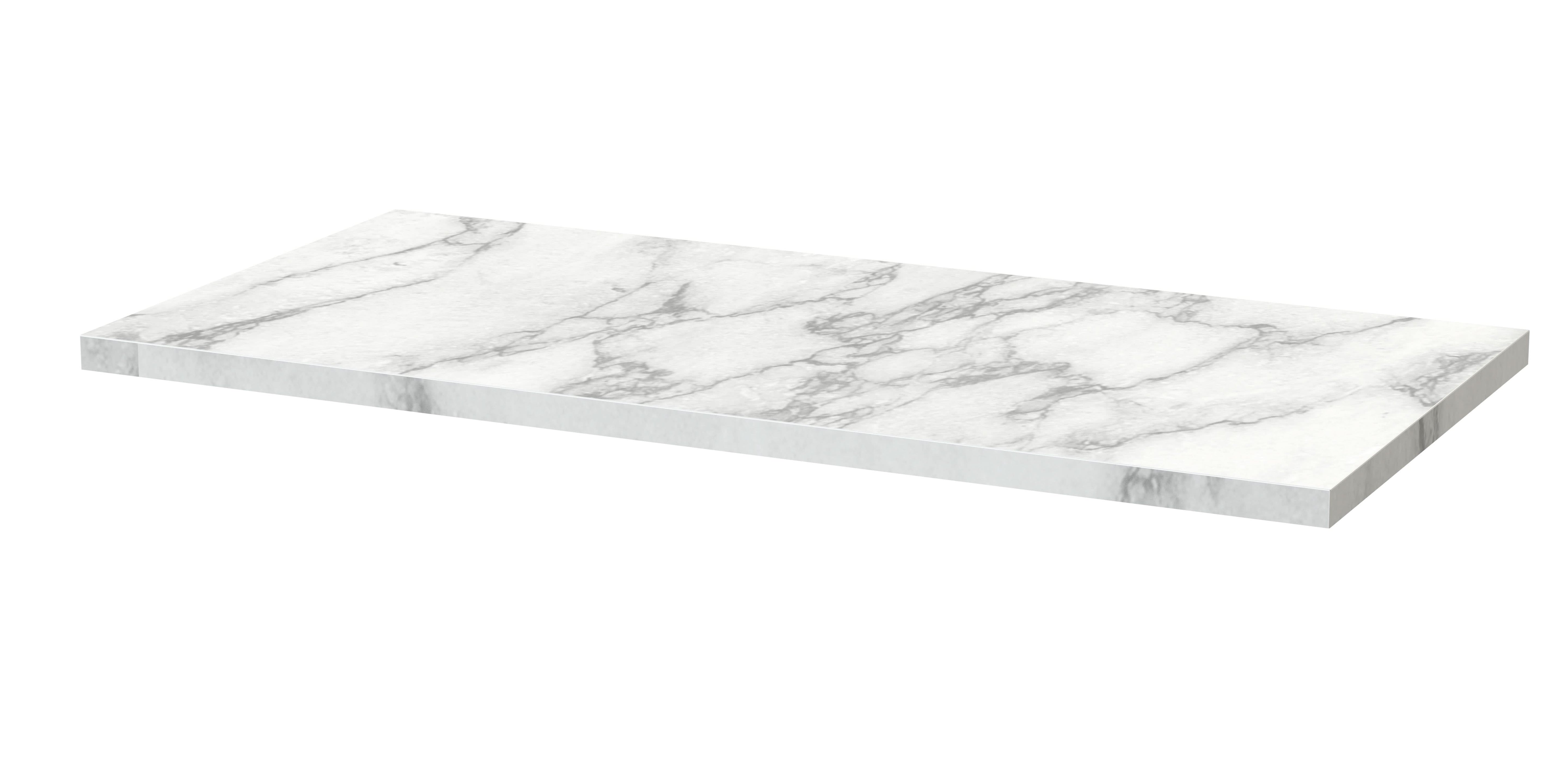 Hudson Reed Arno Laminate Worktop, Durable Stone-Look Bathroom Worktop for Vanity Units and Solid Surface Countertops in Premium Carrera Marble Finish, 800mm