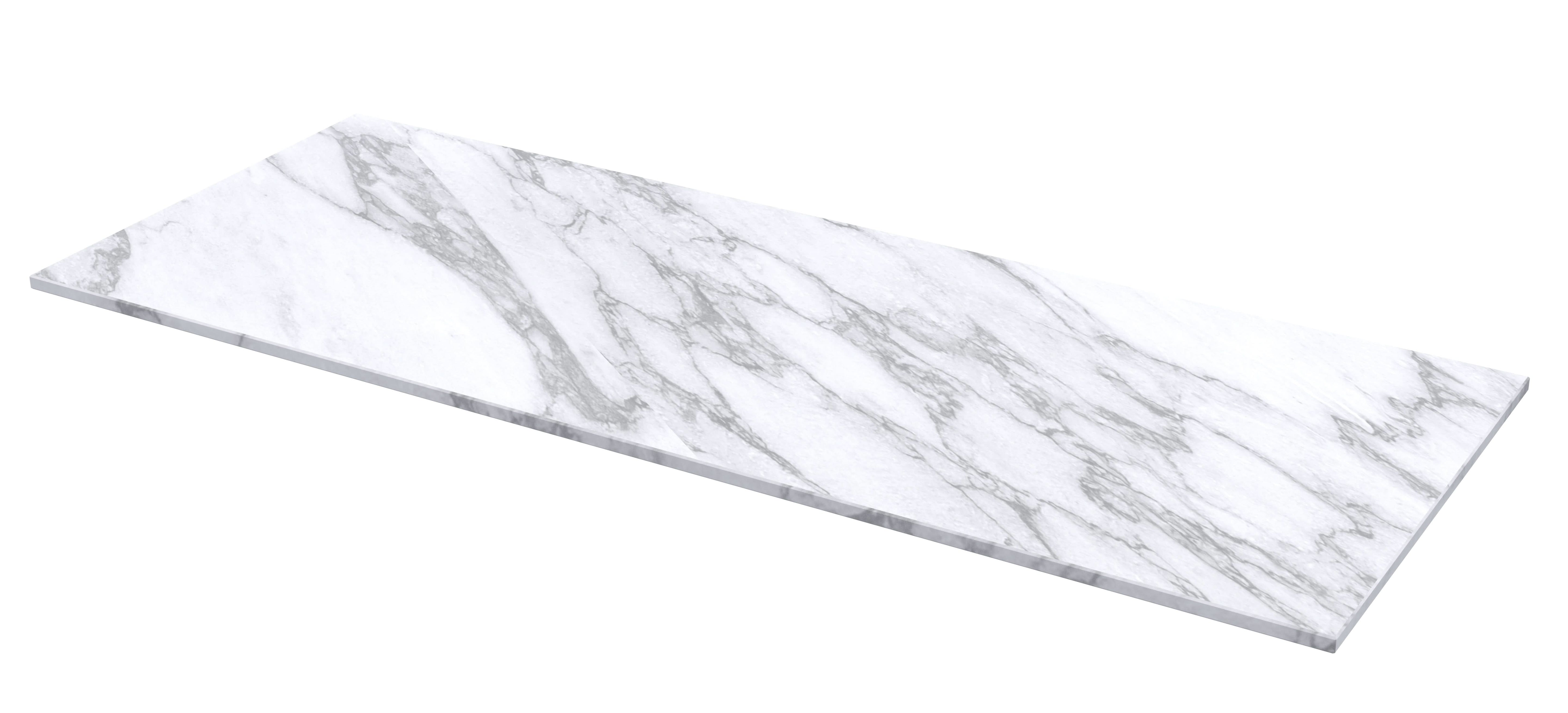 Hudson Reed Solid Surface Marble Top for Bathroom Furniture Units and Vessel Basins, Durable Natural Stone Finish for Modern Bathroom in Carrera Marble, 1200mm