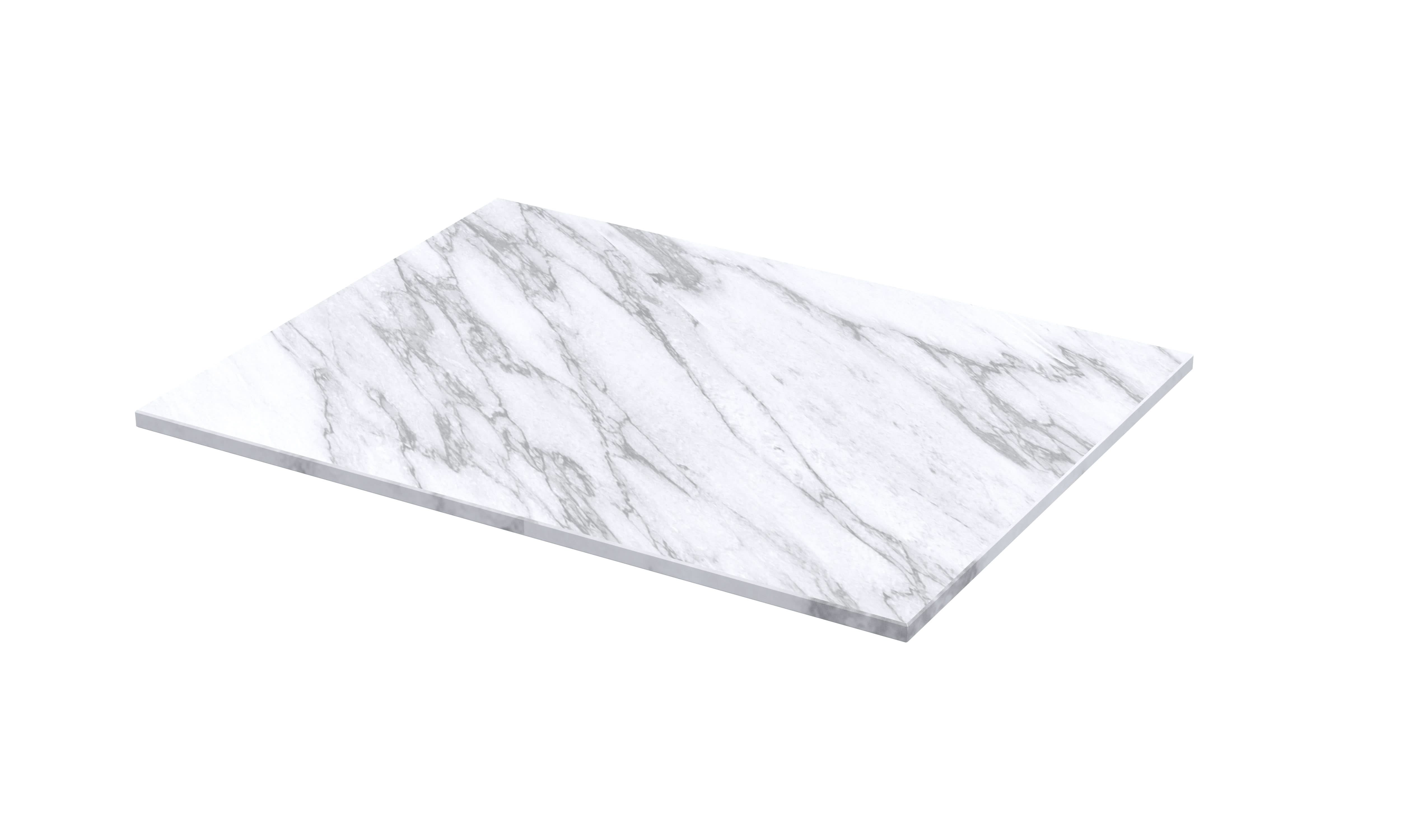 Hudson Reed Solid Surface Marble Top for Bathroom Furniture Units and Vessel Basins, Durable Natural Stone Finish for Modern Bathroom in Carrera Marble, 600mm