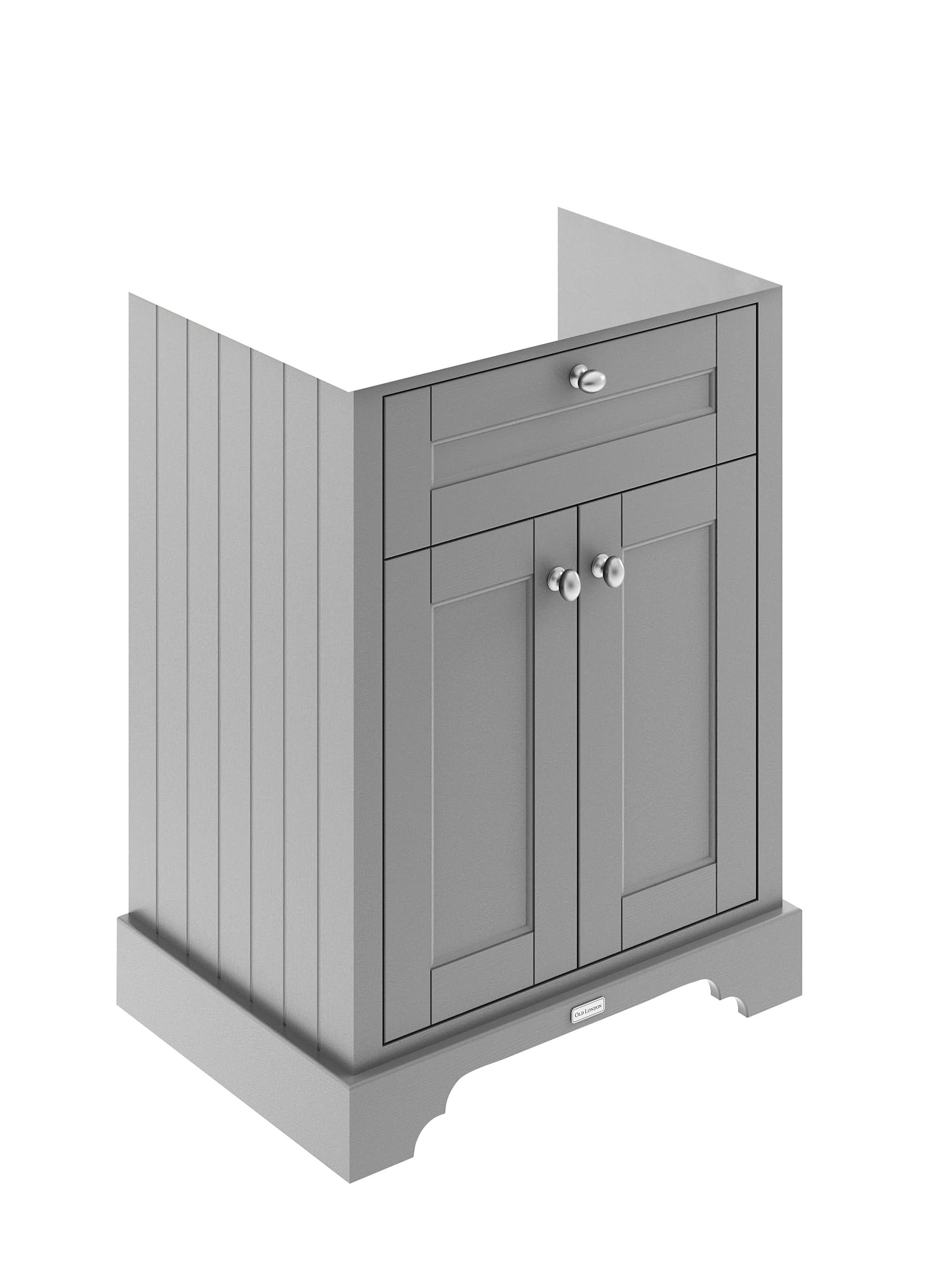 Old London Floor Standing Vanity Unit, Durable 2 Soft Close Door Sink Cabinet with Shelf, Traditional Bathroom Vanity Unit with Basin Storage in Matt Storm Grey, 600mm