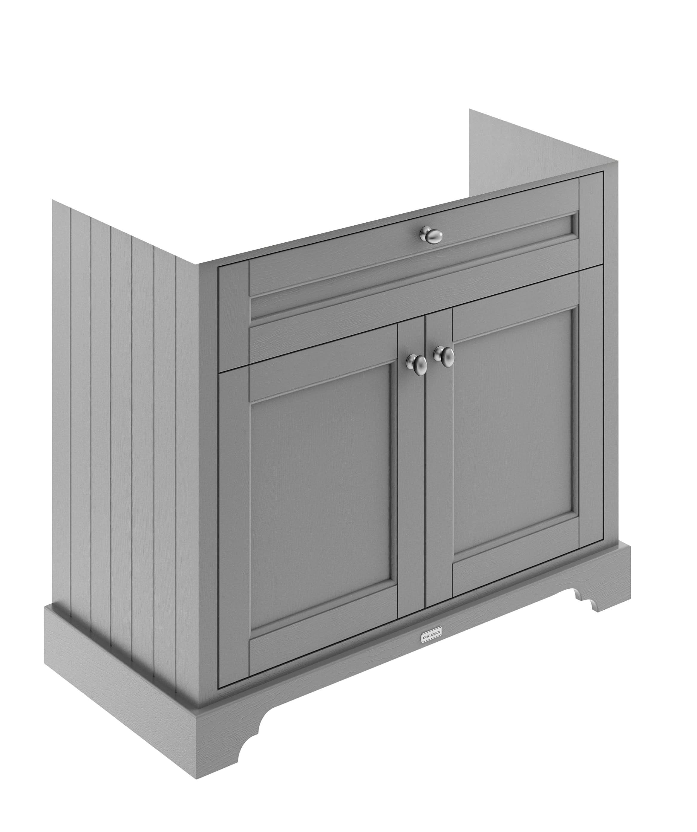 Old London Floor Standing Vanity Unit, Durable 2 Soft Close Door Sink Cabinet with Shelf, Traditional Bathroom Vanity Unit with Basin Storage in Matt Storm Grey, 1000mm
