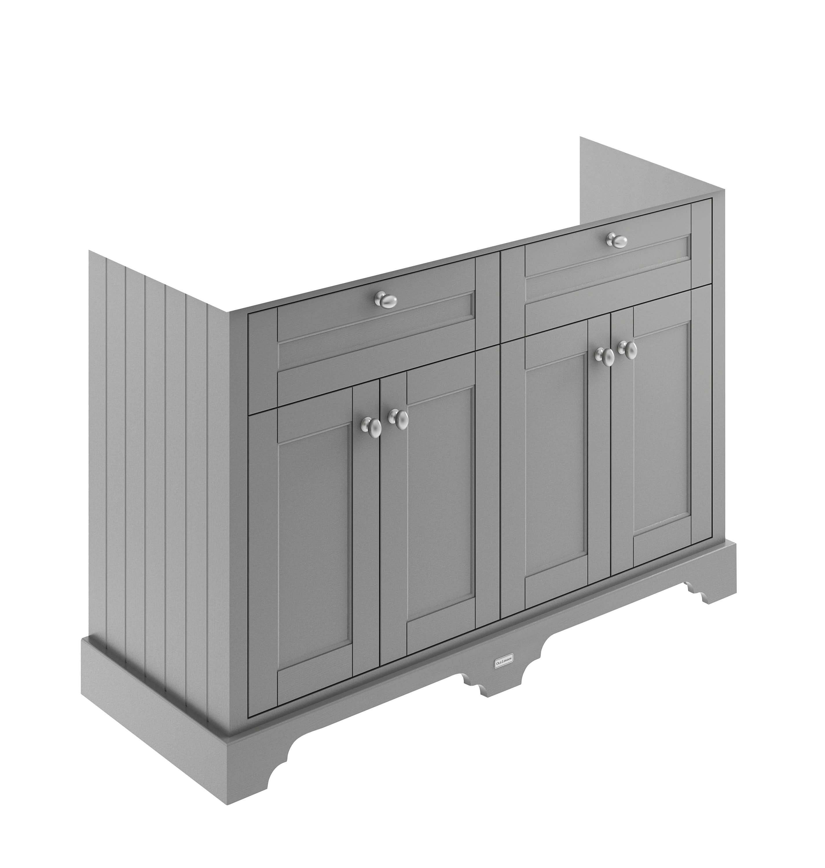Old London Floor Standing Vanity Unit, Durable 4 Soft Close Door Sink Cabinet with Shelf, Traditional Bathroom Vanity Unit with Basin Storage in Matt Storm Grey, 1200mm