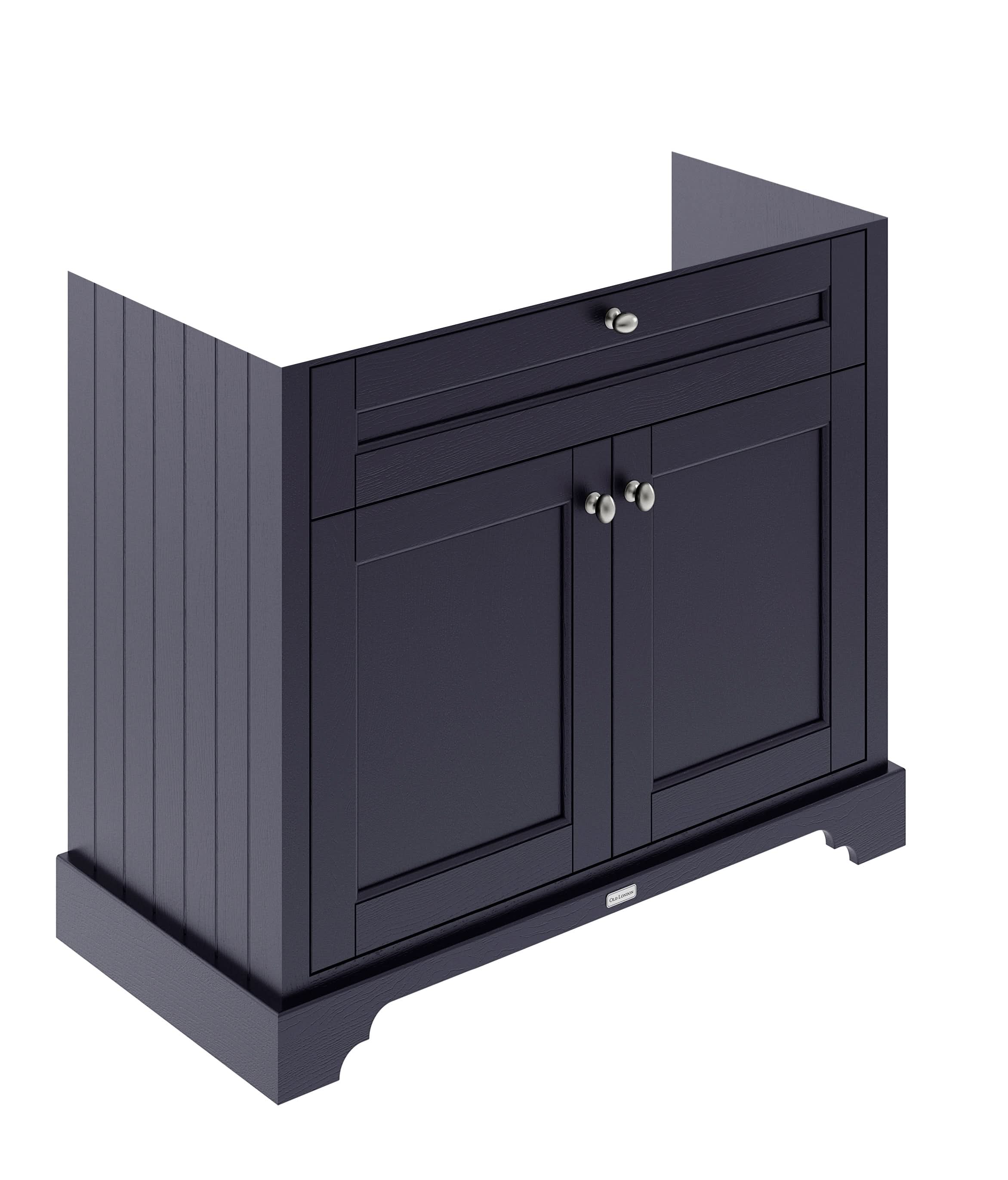 Old London Floor Standing Vanity Unit, Durable 2 Soft Close Door Sink Cabinet with Shelf, Traditional Bathroom Vanity Unit with Basin Storage in Twilight Blue, 1000mm