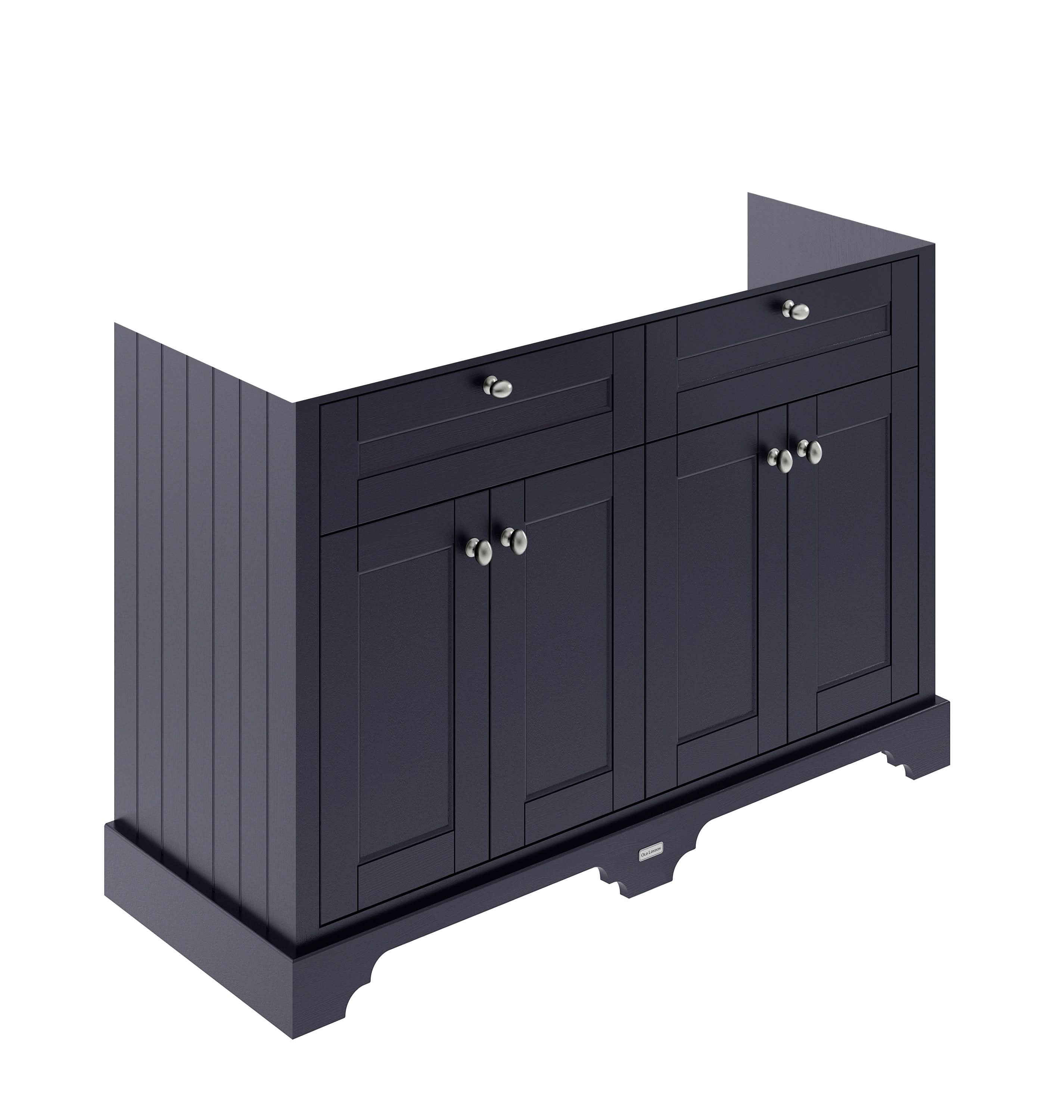Old London Floor Standing Vanity Unit, Durable 4 Soft Close Door Sink Cabinet with Shelf, Traditional Bathroom Vanity Unit with Basin Storage in Twiligh Blue, 1200mm