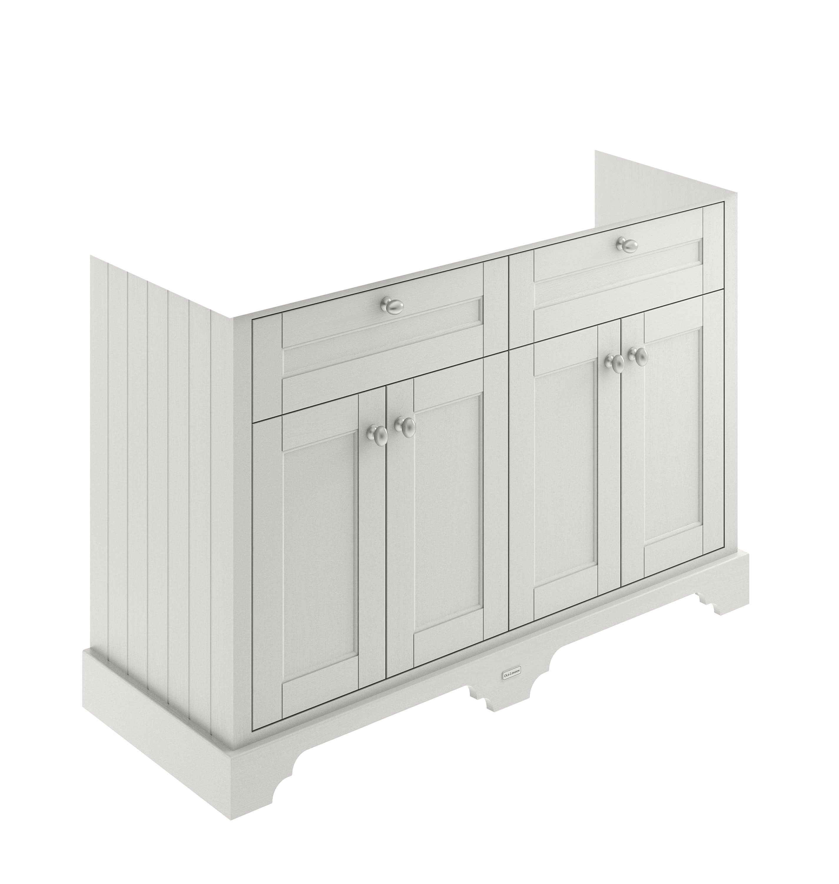 Old London Floor Standing Vanity Unit, Durable 4 Soft Close Door Sink Cabinet with Shelf, Traditional Bathroom Vanity Unit with Basin Storage in Timeless Sand, 1200mm