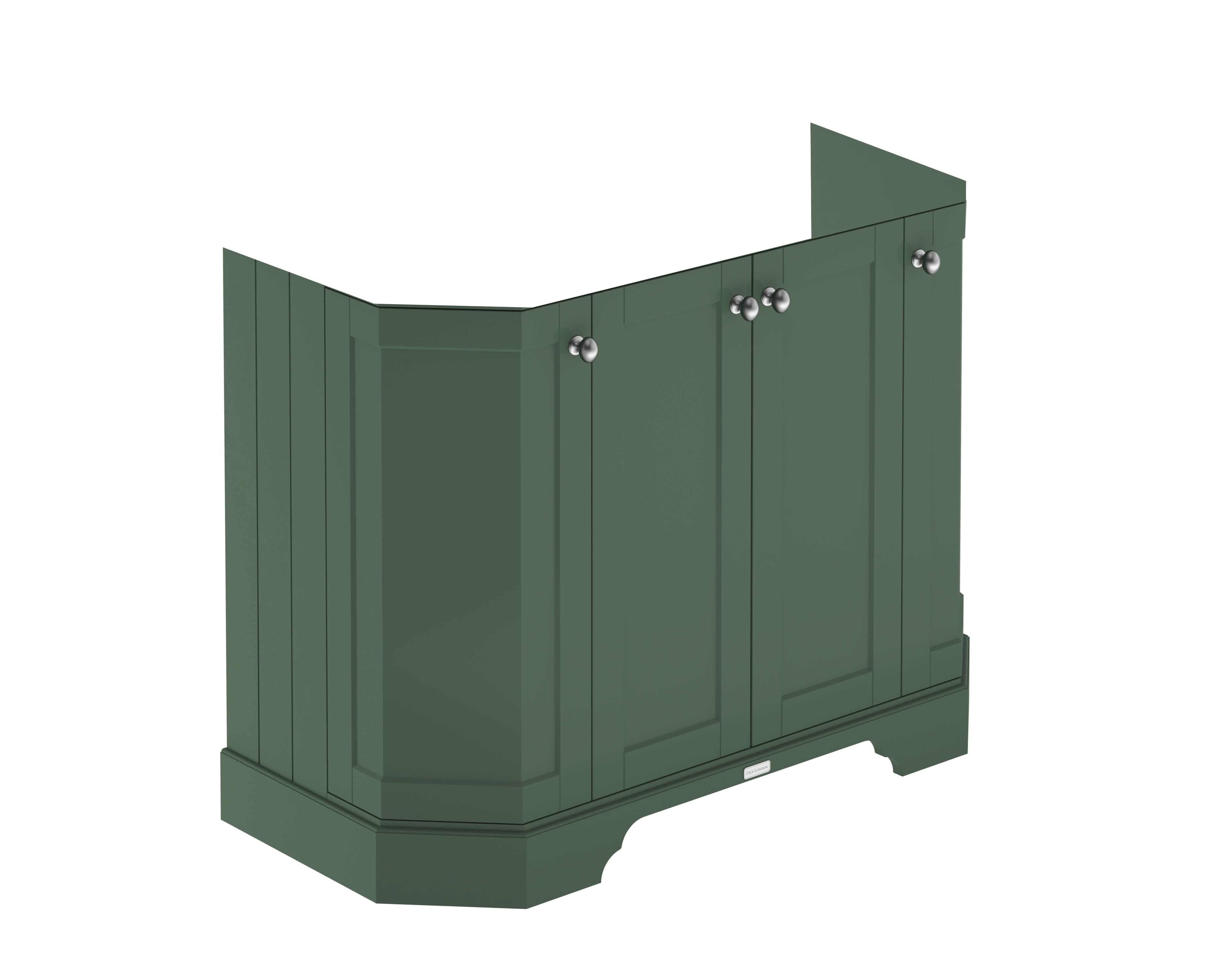 Old London Floor Standing Vanity Unit, Durable 4 Angled Door Sink Cabinet with Shelf, Traditional Bathroom Vanity Unit with Basin Storage in Hunter Green, 1000mm