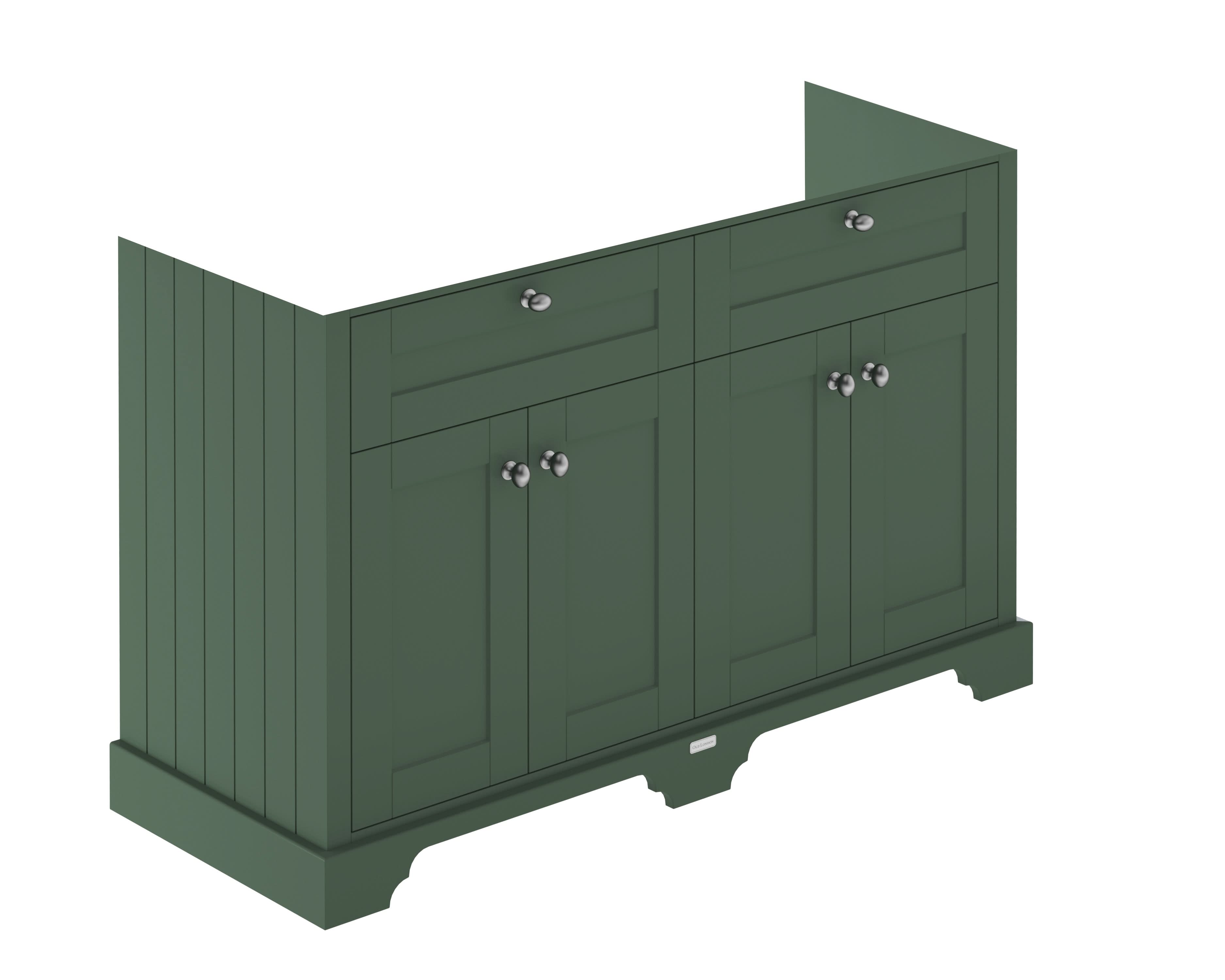 Old London Floor Standing Vanity Unit, Durable 4 Soft Close Door Sink Cabinet with Shelf, Traditional Bathroom Vanity Unit with Basin Storage in Hunter Green, 1200mm