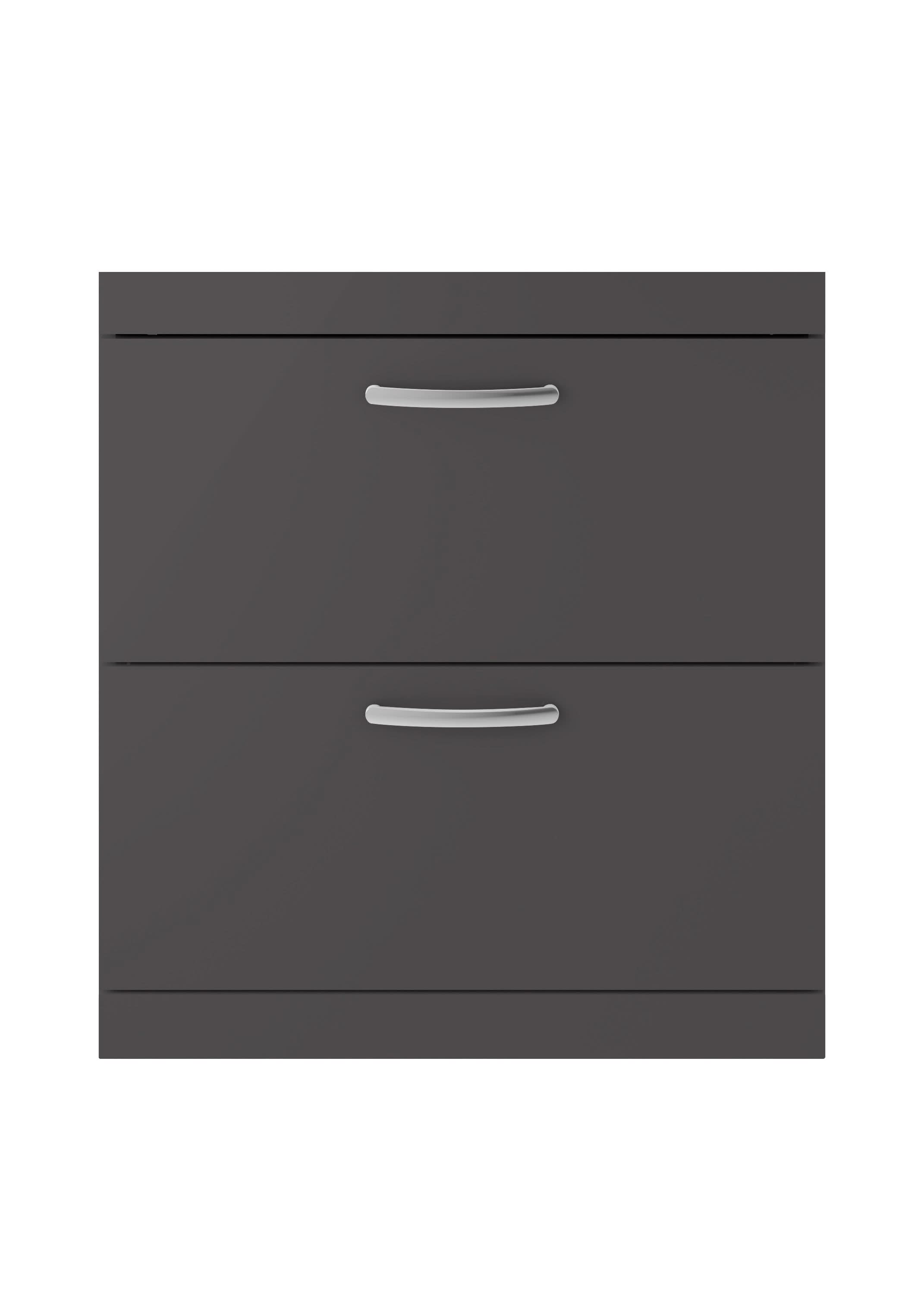 Hudson Reed Athena Floor Standing Vanity Unit, Durable Soft Close 2-Drawer, Modern Bathroom Cabinet Storage in Gloss Grey, 800mm
