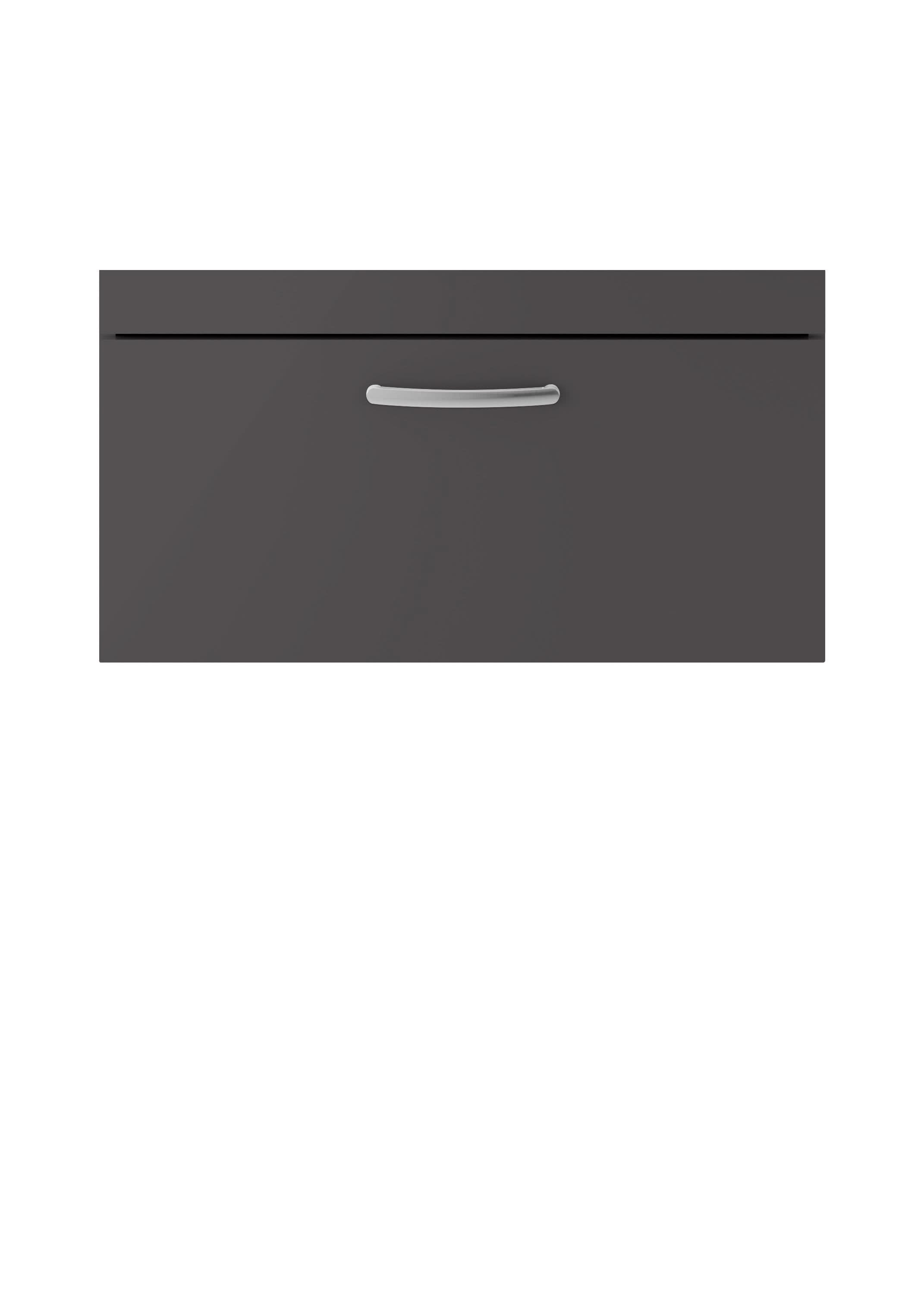 Hudson Reed Athena Wall Hung Vanity Unit, Durable Soft Close Single Drawer, Modern Bathroom Cabinet Storage in Gloss Grey, 800mm