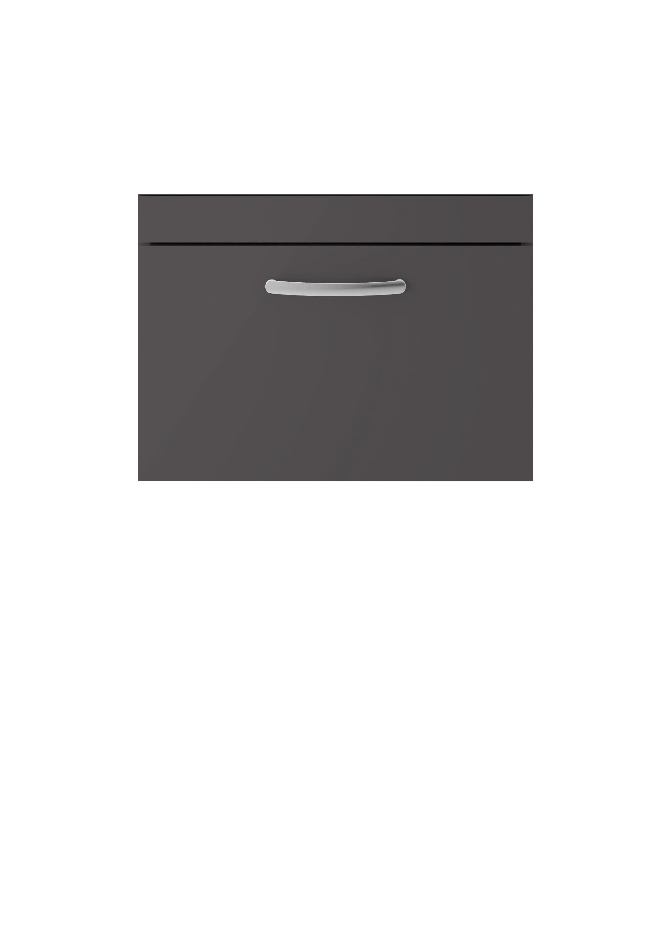 Hudson Reed Athena Wall Hung Vanity Unit, Durable Soft Close Single Door, Modern Bathroom Cabinet Storage in Gloss Grey, 600mm