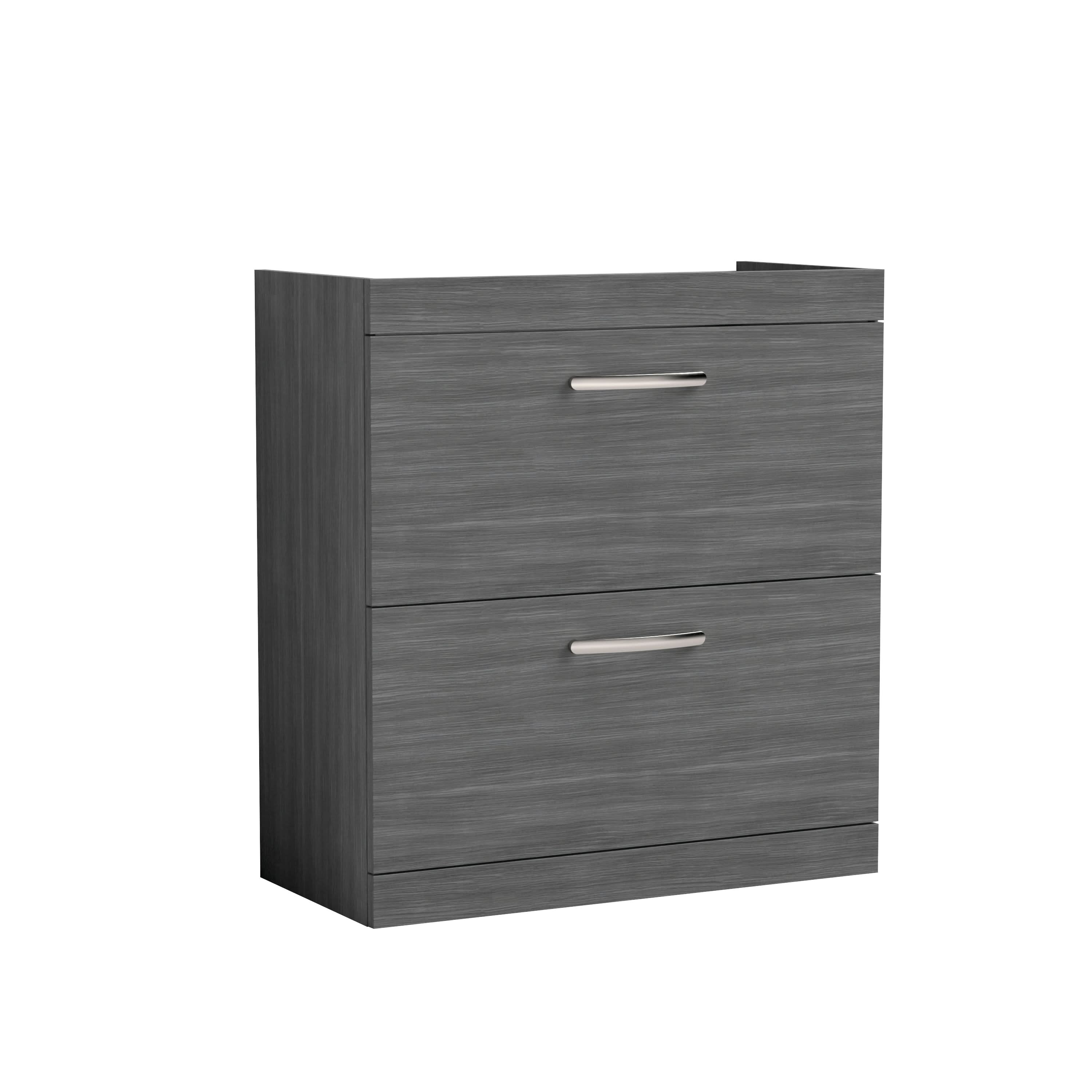 Hudson Reed Athena Floor Standing Vanity Unit, Durable 2 Soft Close Drawers Vanity in D Shape Handle with Storage for Modern Bathroom in Anthracite Woodgrain Finish, 800mm