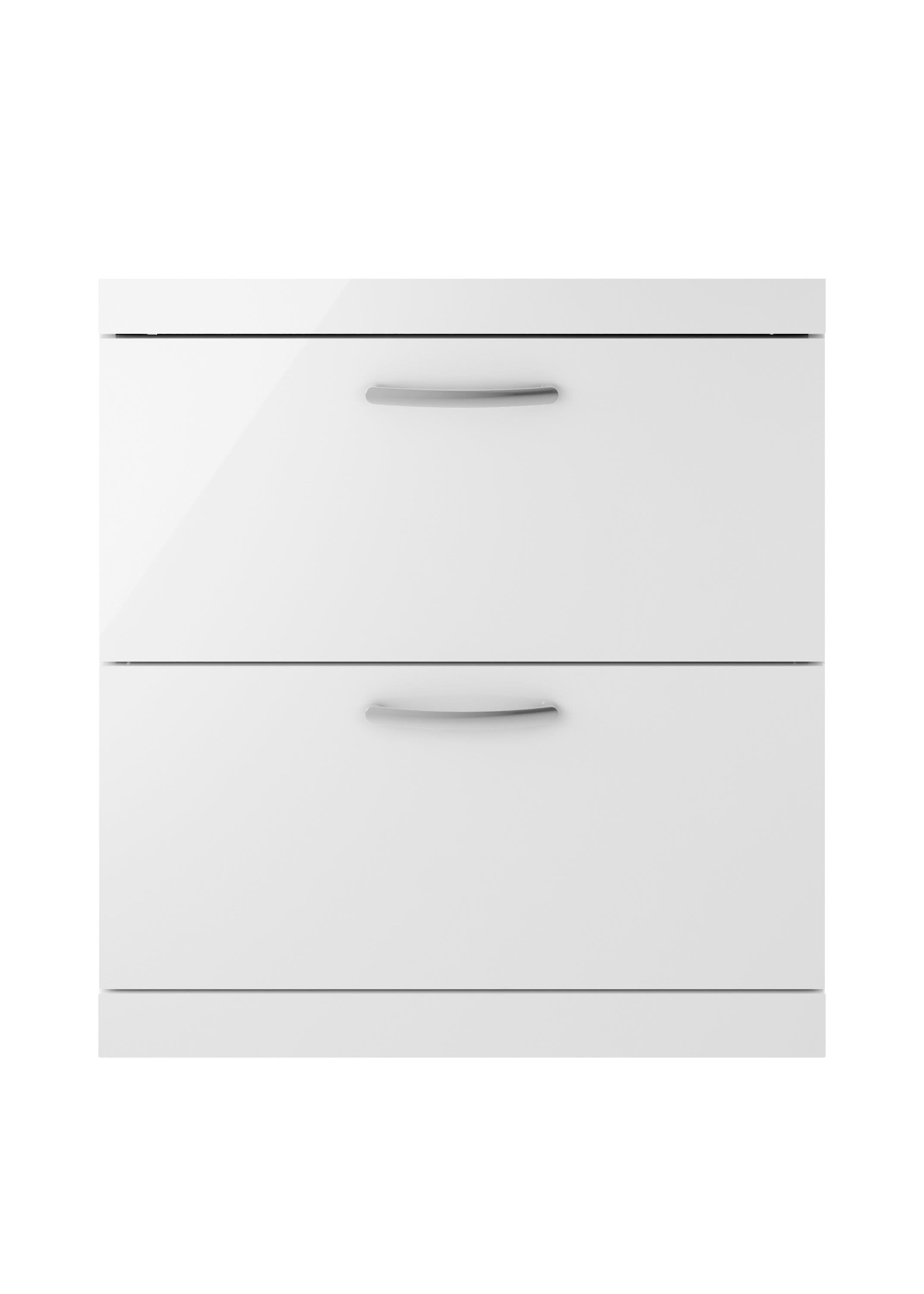 Hudson Reed Athena Floor Standing Vanity Unit, Durable 2 Soft Close Drawers Vanity in D Shape Handle with Storage for Modern Bathroom in Gloss White Finish, 800mm