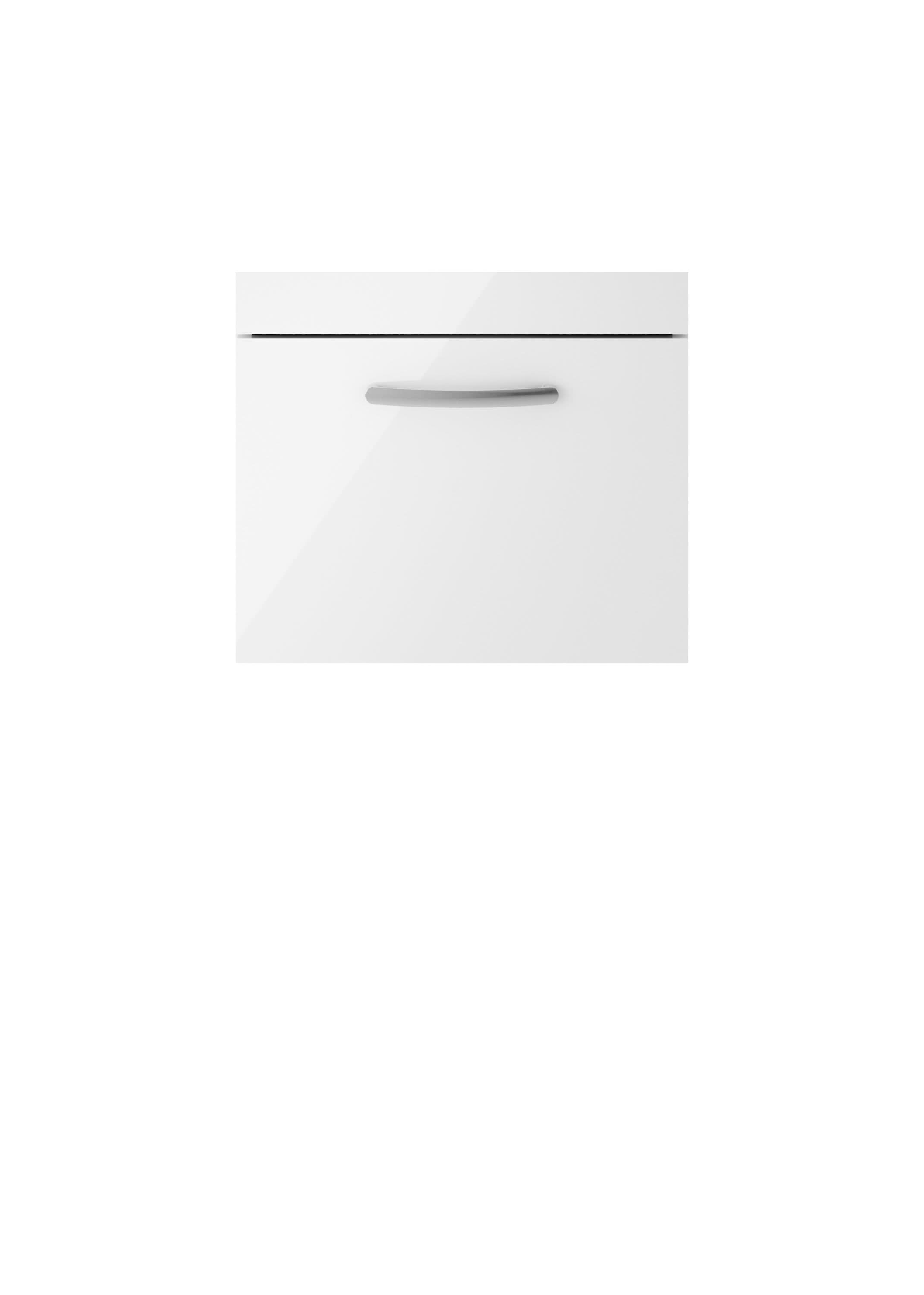Hudson Reed Athena Wall Hung Vanity Unit, Durable Soft Close Drawer Vanity in D Shape Handle with Storage for Modern Bathroom in Gloss White Finish, 500mm