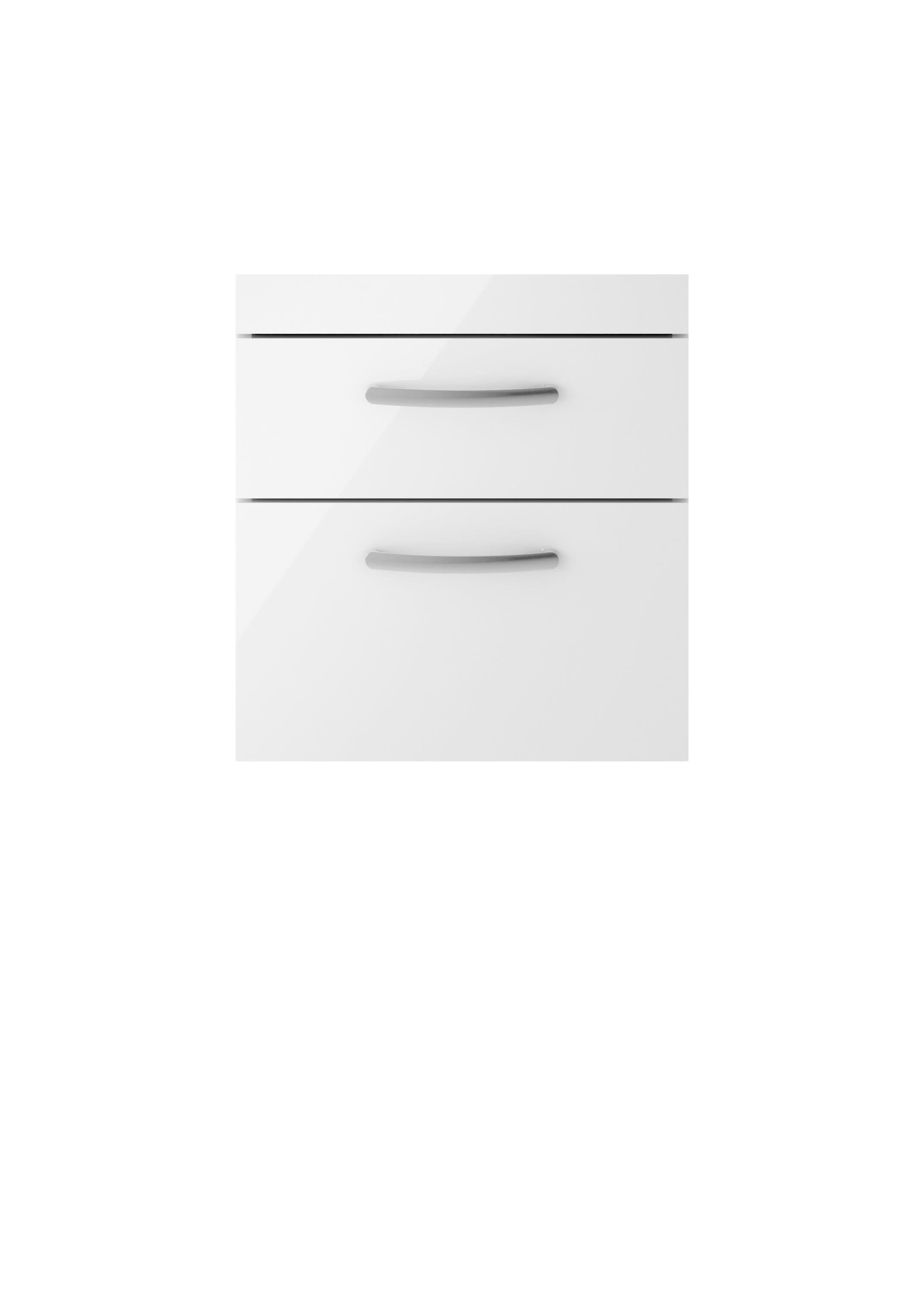 Hudson Reed Athena Wall Hung Vanity Unit, Durable 2 Soft Close Drawers Vanity in D Shape Handle with Storage for Modern Bathroom in Gloss White Finish, 500mm