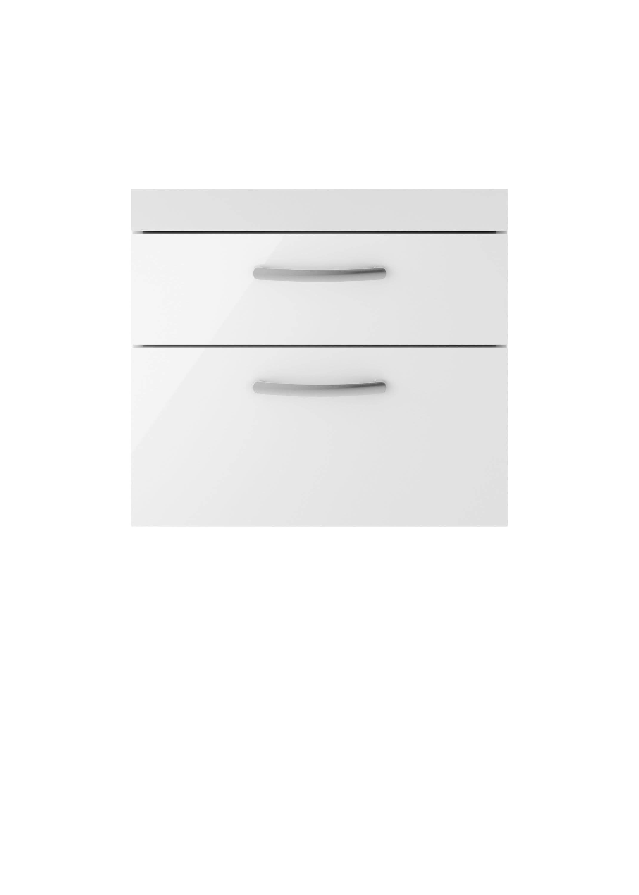 Hudson Reed Athena Wall Hung Vanity Unit, Durable 2 Soft Close Drawers Vanity in D Shape Handle with Storage for Modern Bathroom in Gloss White Finish, 600mm