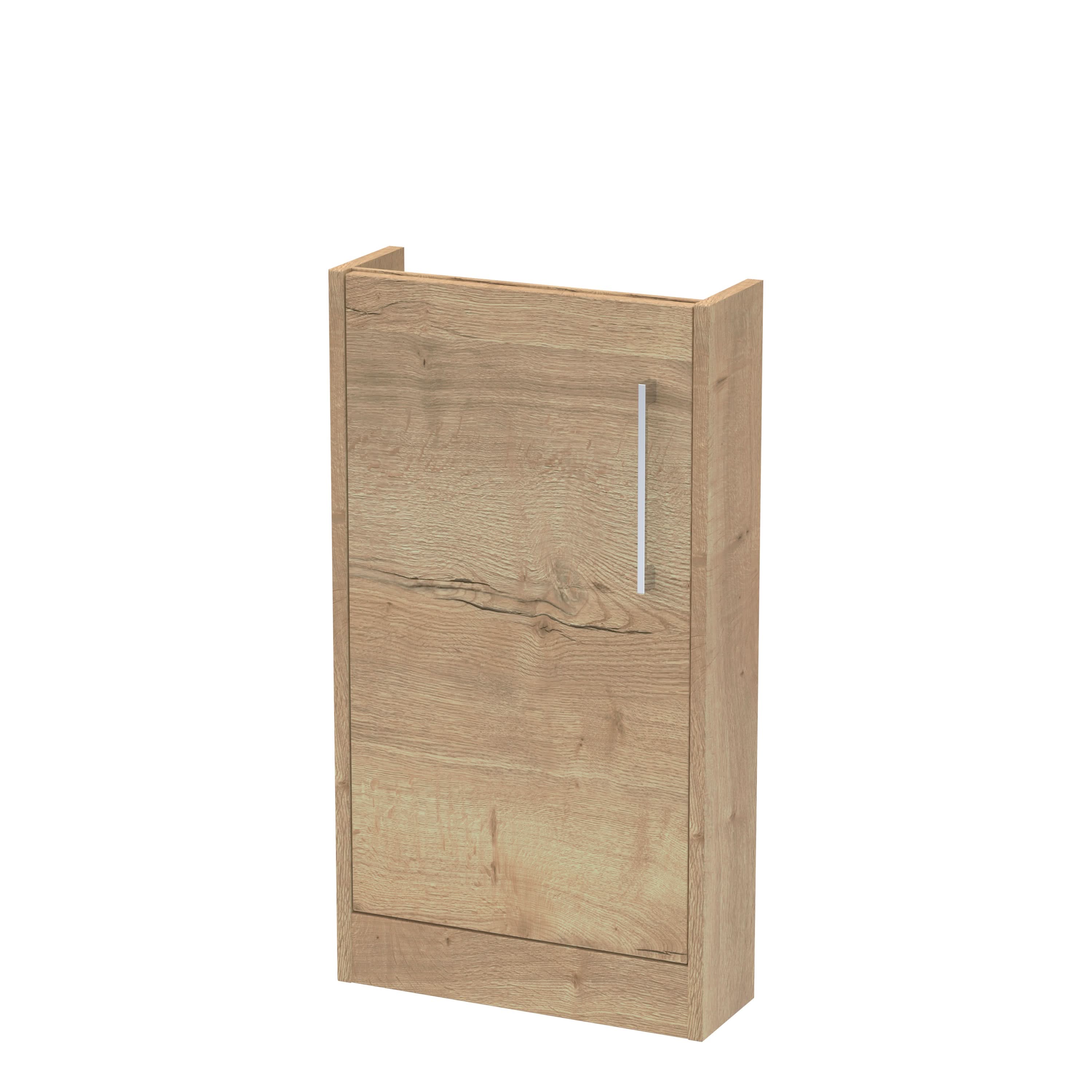 Hudson Reed Juno Compact Floor Standing Vanity Unit, Durable Soft Close Door with D-Handle, Bathroom Vanity with Basin Storage Woodgrain Build in Autumn Oak, 440mm