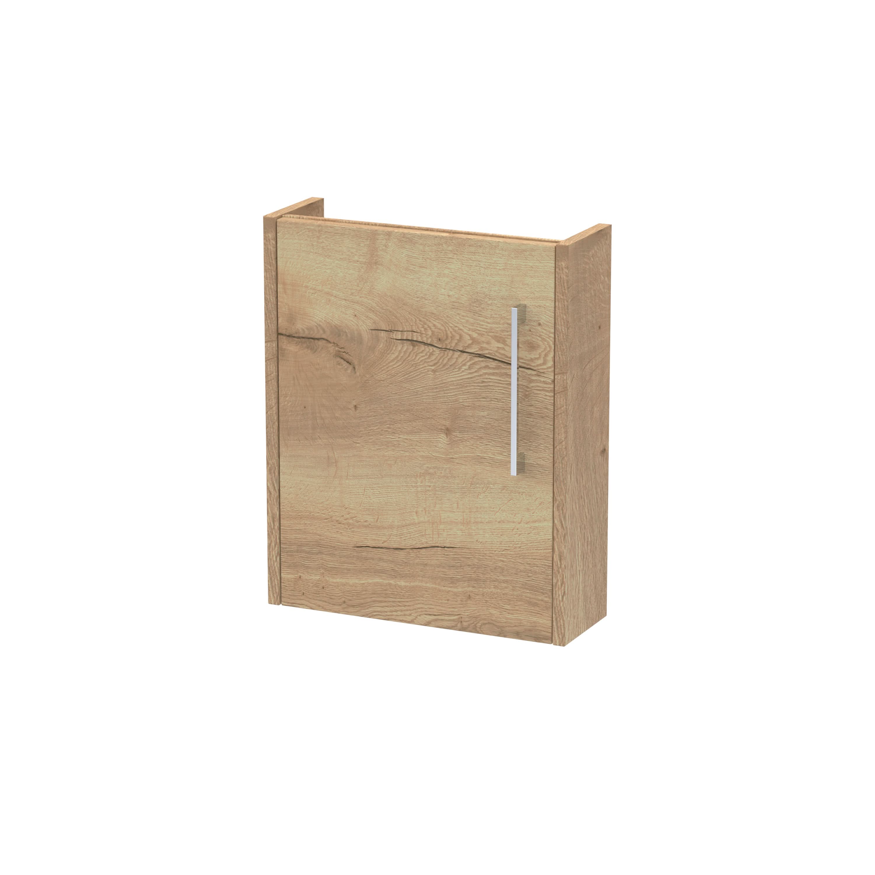 Hudson Reed Juno Compact Wall Hung Vanity Unit, Durable Soft Close Door with D-Handle, Bathroom Vanity with Basin Storage Woodgrain Build in Autumn Oak, 440mm