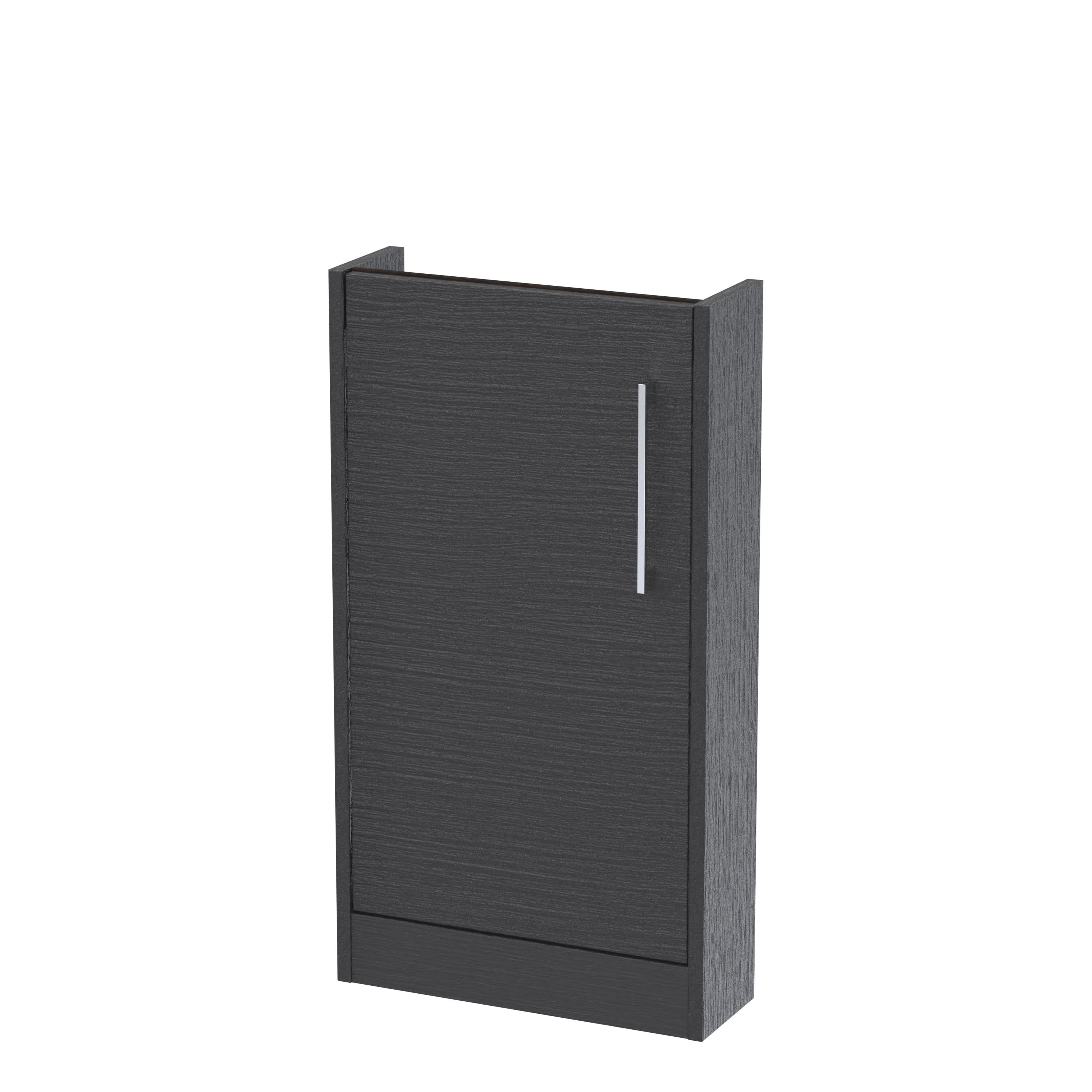 Hudson Reed Juno Compact Floor Standing Vanity Unit, Durable Soft Close Door with D-Handle, Bathroom Vanity with Basin Storage Woodgrain Build in Graphite Grey, 440mm
