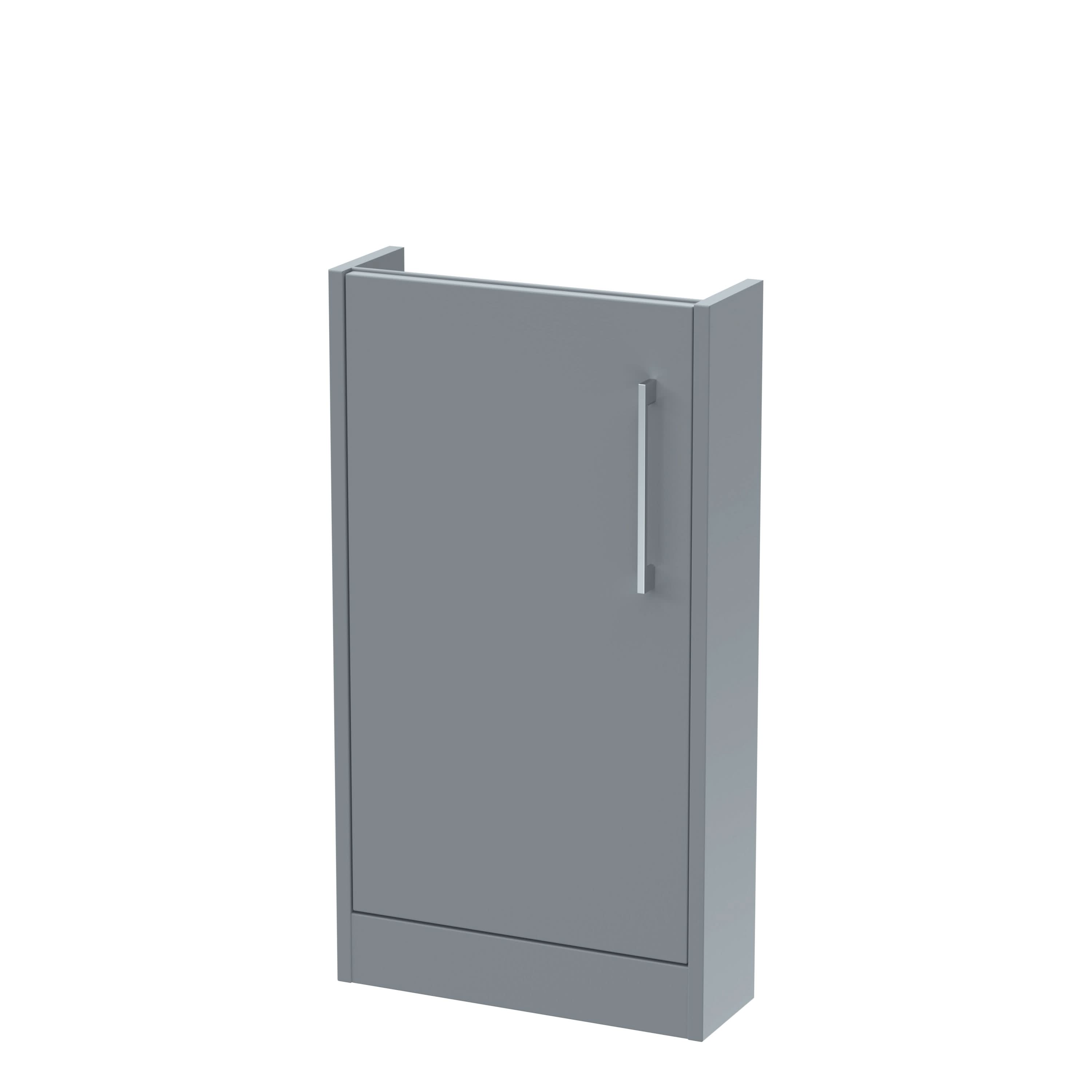 Hudson Reed Juno Compact Floor Standing Vanity Unit, Durable Soft Close Door with D-Handle, Bathroom Vanity with Basin Storage Woodgrain Build in Coastal Grey, 440mm