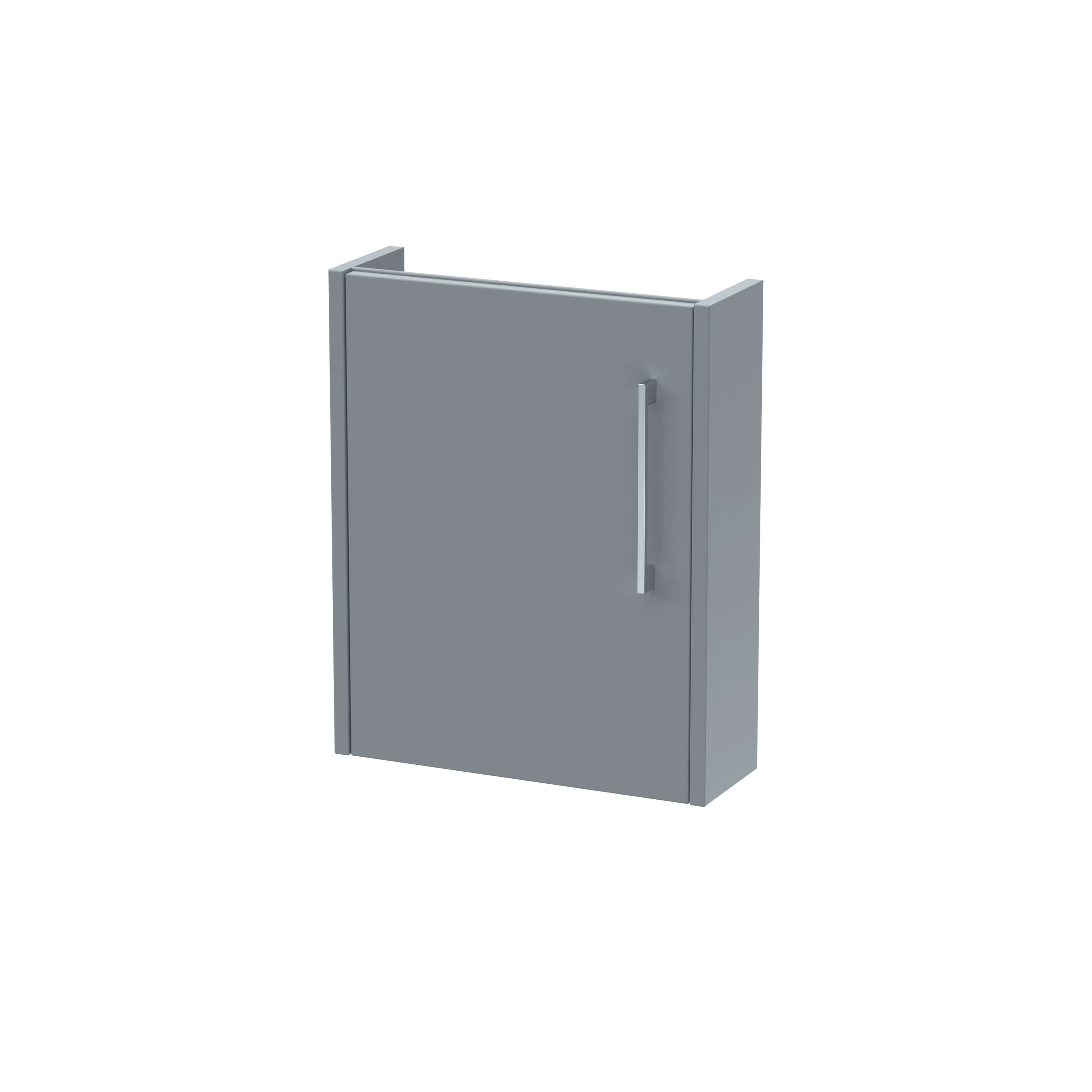 Hudson Reed Juno Compact Wall Hung Vanity Unit, Durable Soft Close Door with D-Handle, Bathroom Vanity with Basin Storage Woodgrain Build in Coastal Grey, 440mm