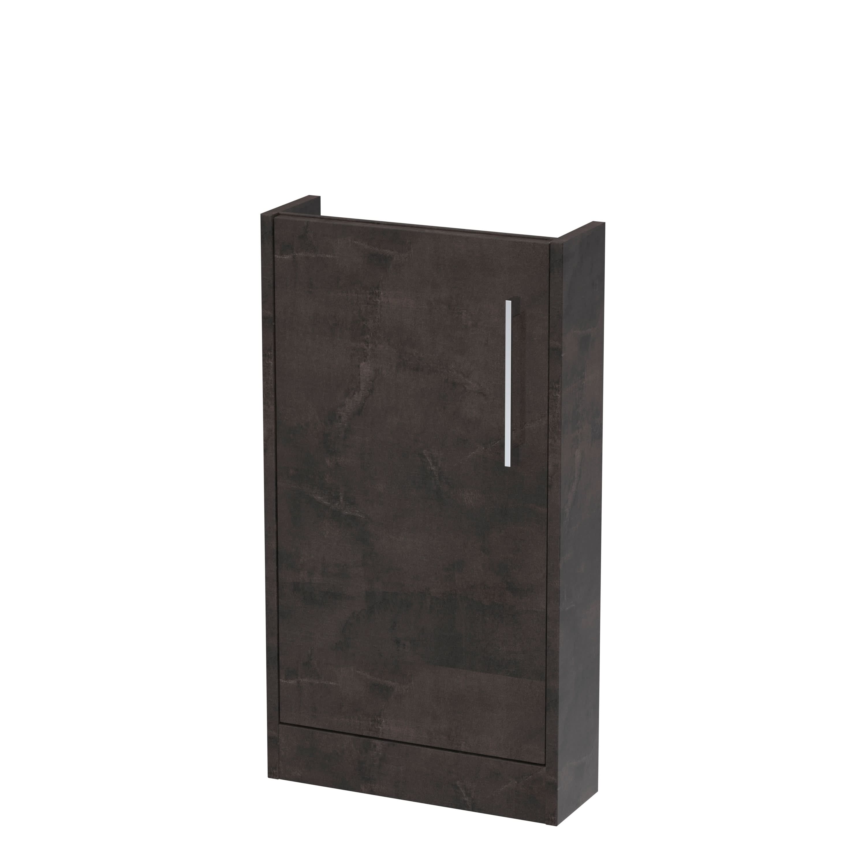 Hudson Reed Juno Compact Floor Standing Vanity Unit, Durable Soft Close Door with D-Handle, Bathroom Vanity with Basin Storage Woodgrain Build in Metallic Slate, 440mm