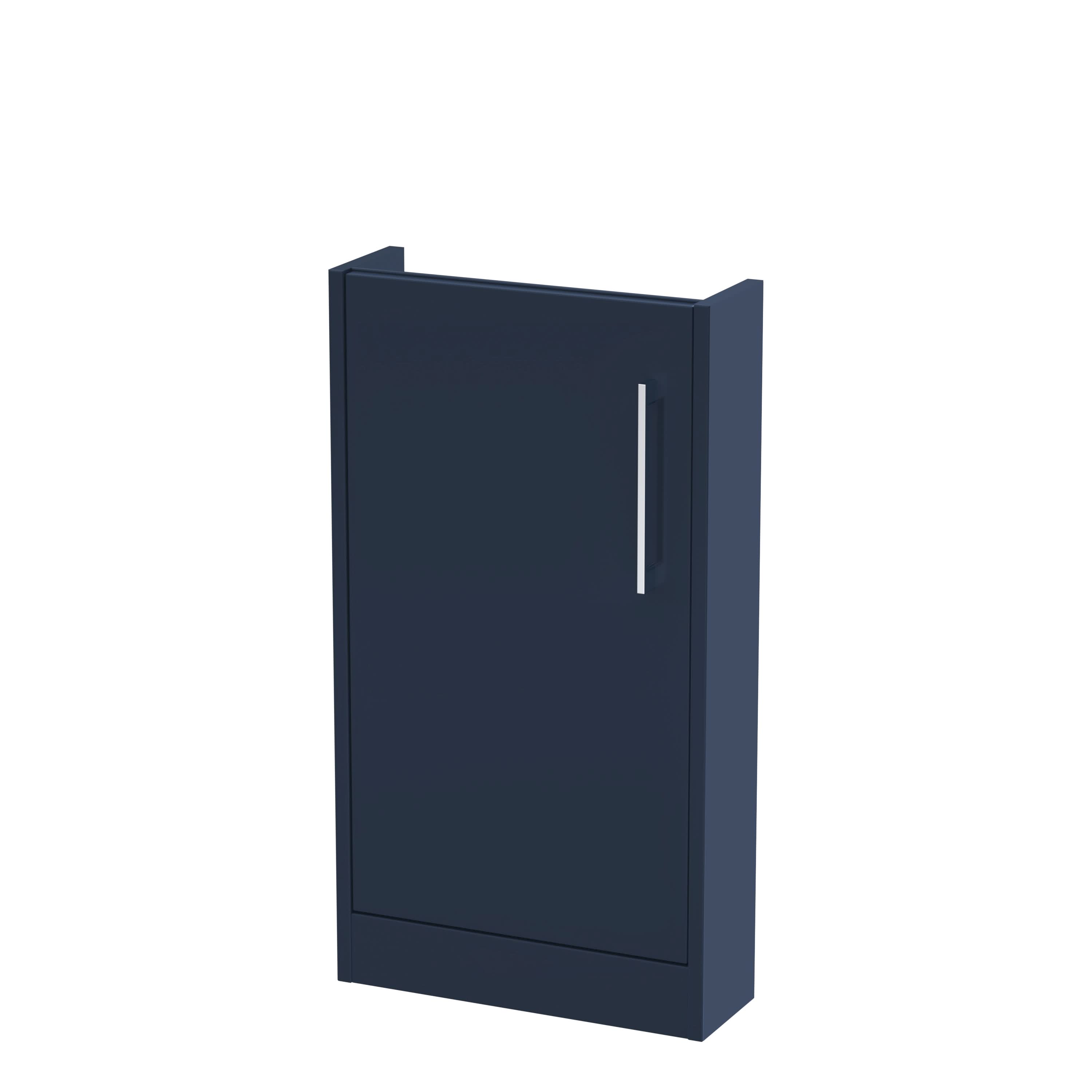 Hudson Reed Juno Compact Floor Standing Vanity Unit, Durable Soft Close Door with D-Handle, Bathroom Vanity with Basin Storage Woodgrain Build in Midnight Blue, 440mm