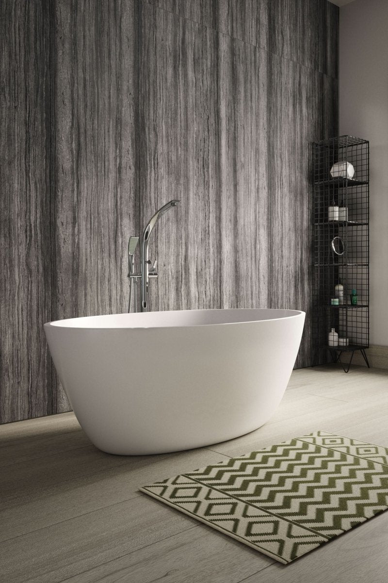 Hudson Reed Grace Oval Freestanding Bath Tub, Durable Acrylic Designer Modern Bathtub With Central Waste in White, 1510x760mm