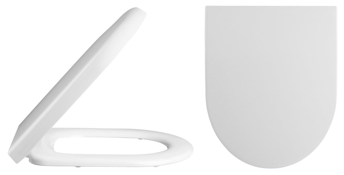 Hudson Reed Round Soft Close Toilet Seat White, Top Fix, Slow Close Hinges, 438x354mm