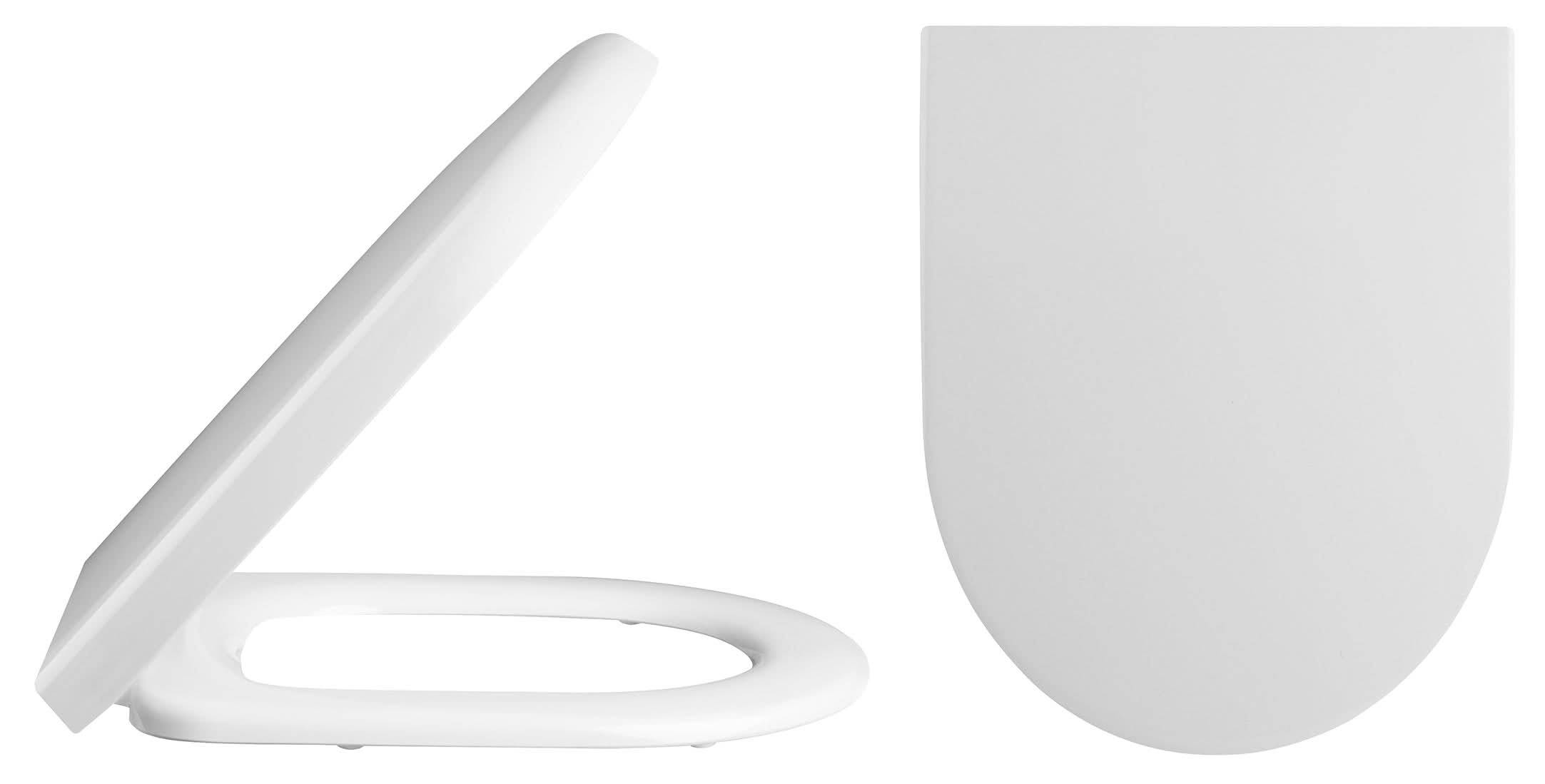Hudson Reed Round Soft Close Toilet Seat White, Top Fix, Slow Close Hinges, 438x354mm