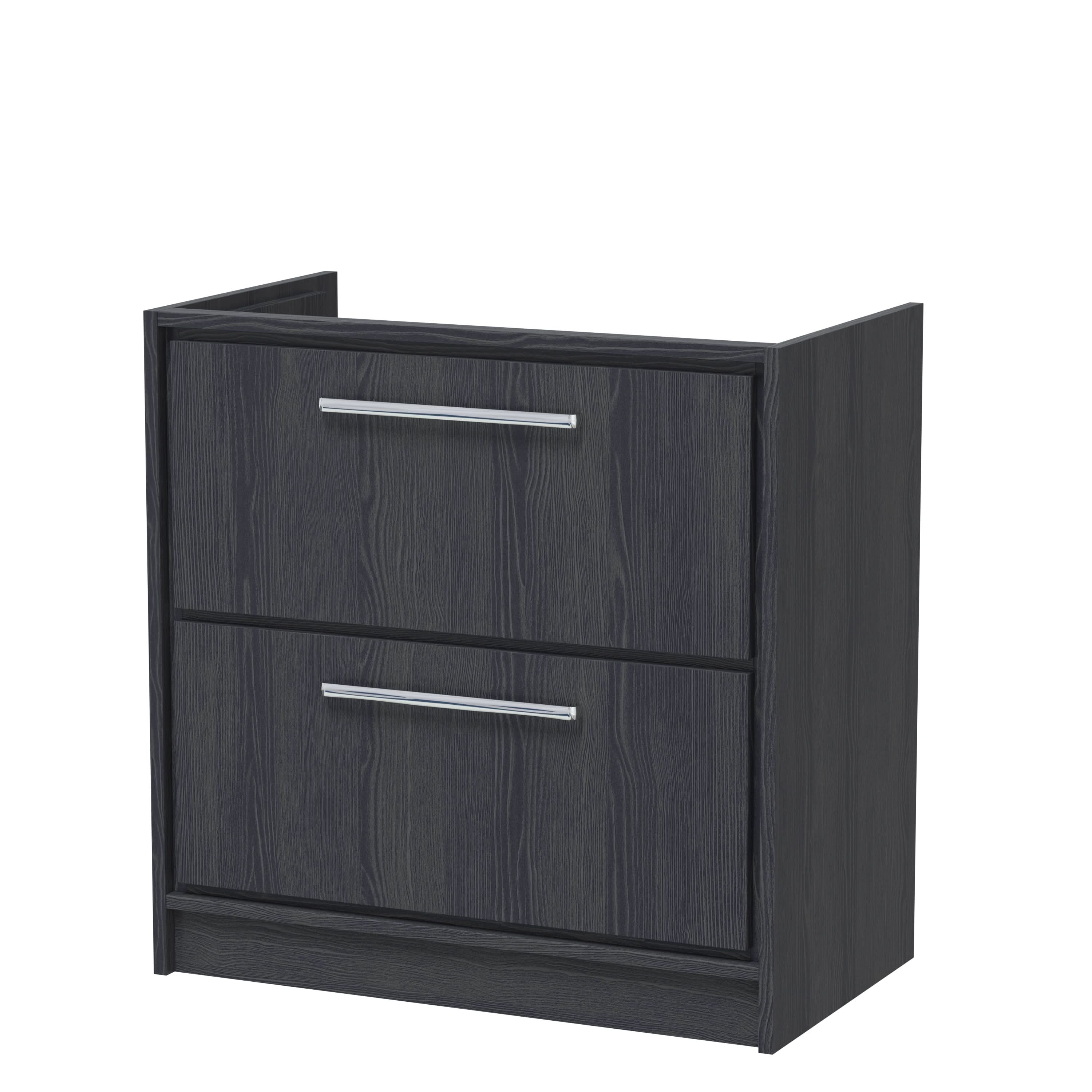 Hudson Reed Lille Floor Standing Double Drawer Vanity Unit, Durable Soft Close Drawer for Modern Bathroom Furniture in Graphite Grey Woodgrain Textured Finish, 800mm