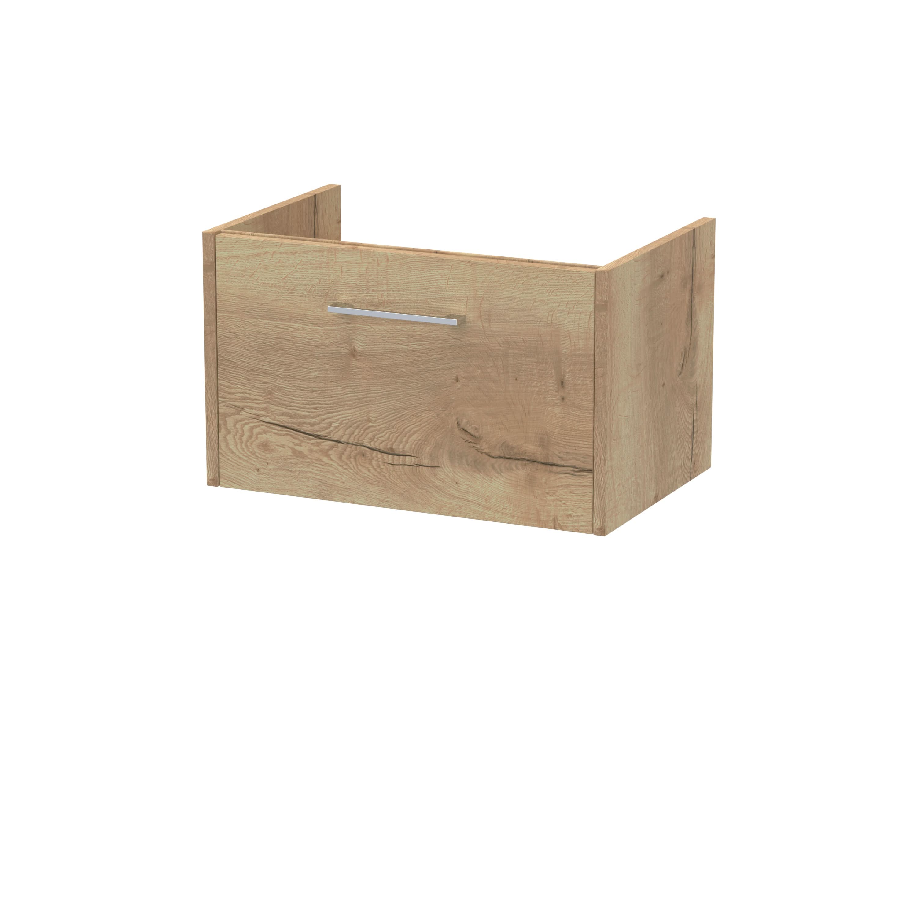 Hudson Reed Juno Wall Hung Vanity Unit, Durable Soft Close Drawer with D Shape Handle Cabinet for Compact Bathroom in Autumn Oak Textured Woodgrain Finish, 600mm
